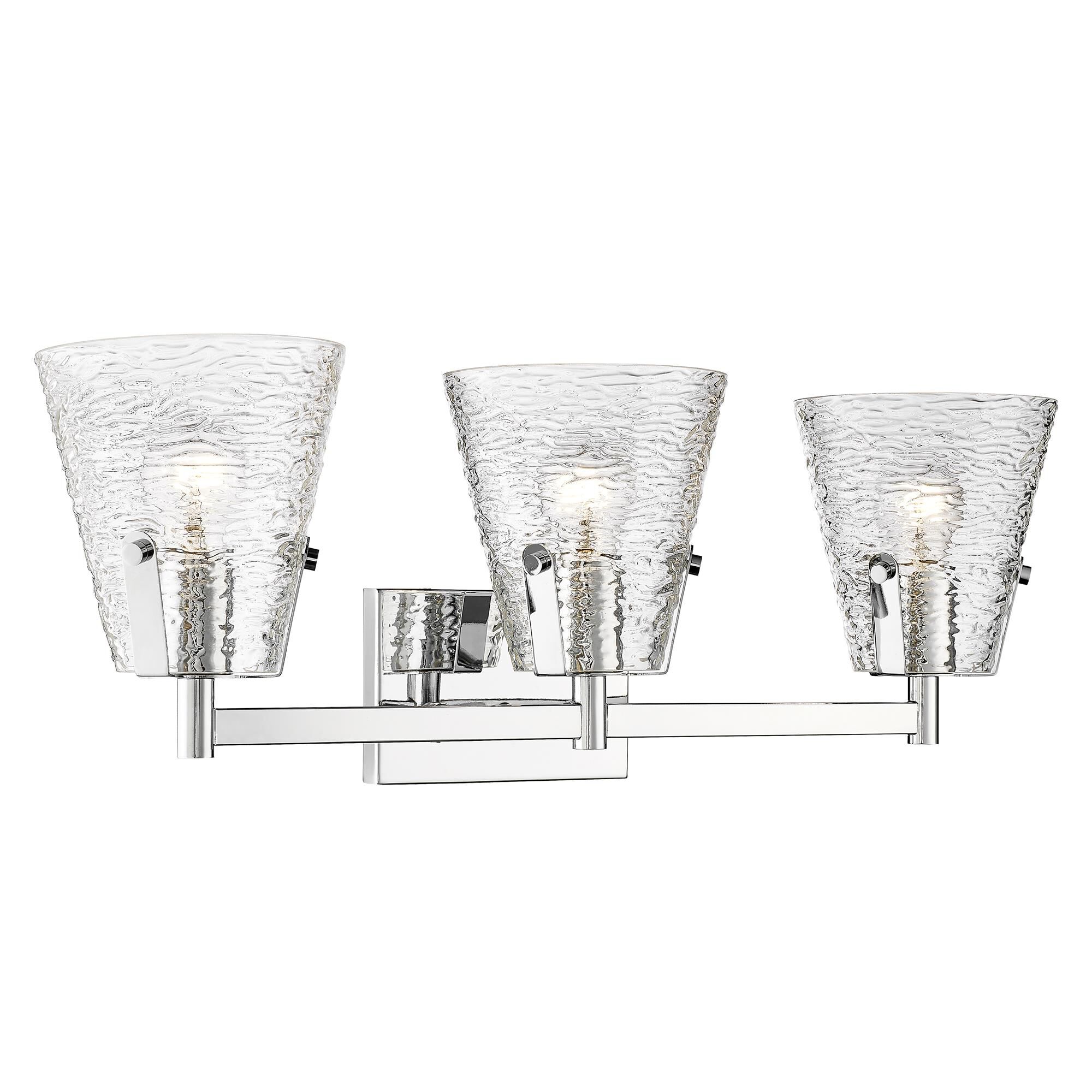 Shown in Chrome finish and Clear Ribbed glass