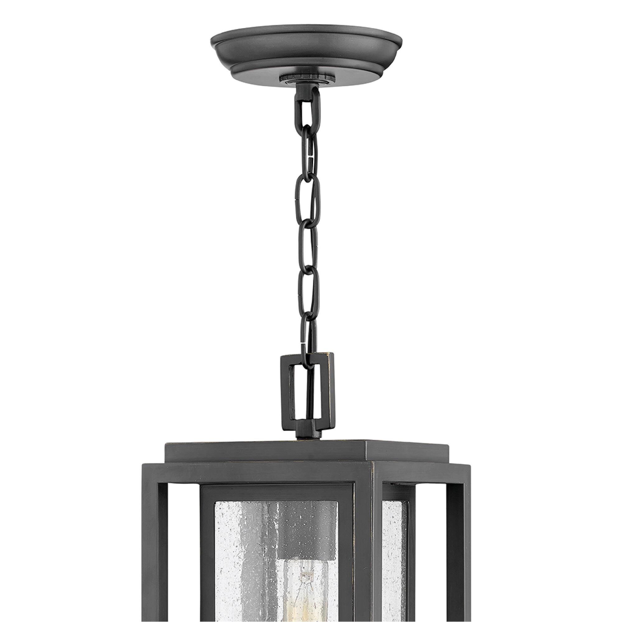 Shown in Oil Rubbed Bronze finish and Clear Seedy glass and 120 Volt accent