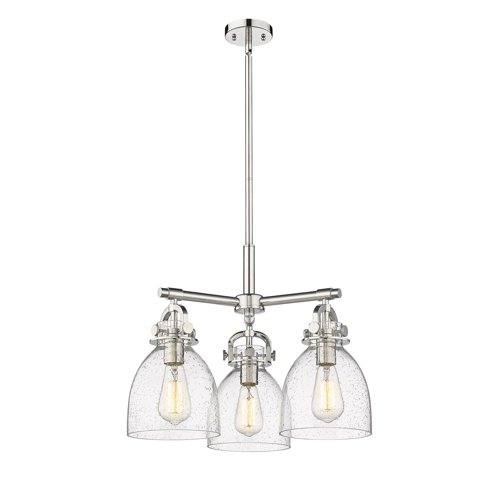 Shown in Polished Nickel finish and Seedy glass