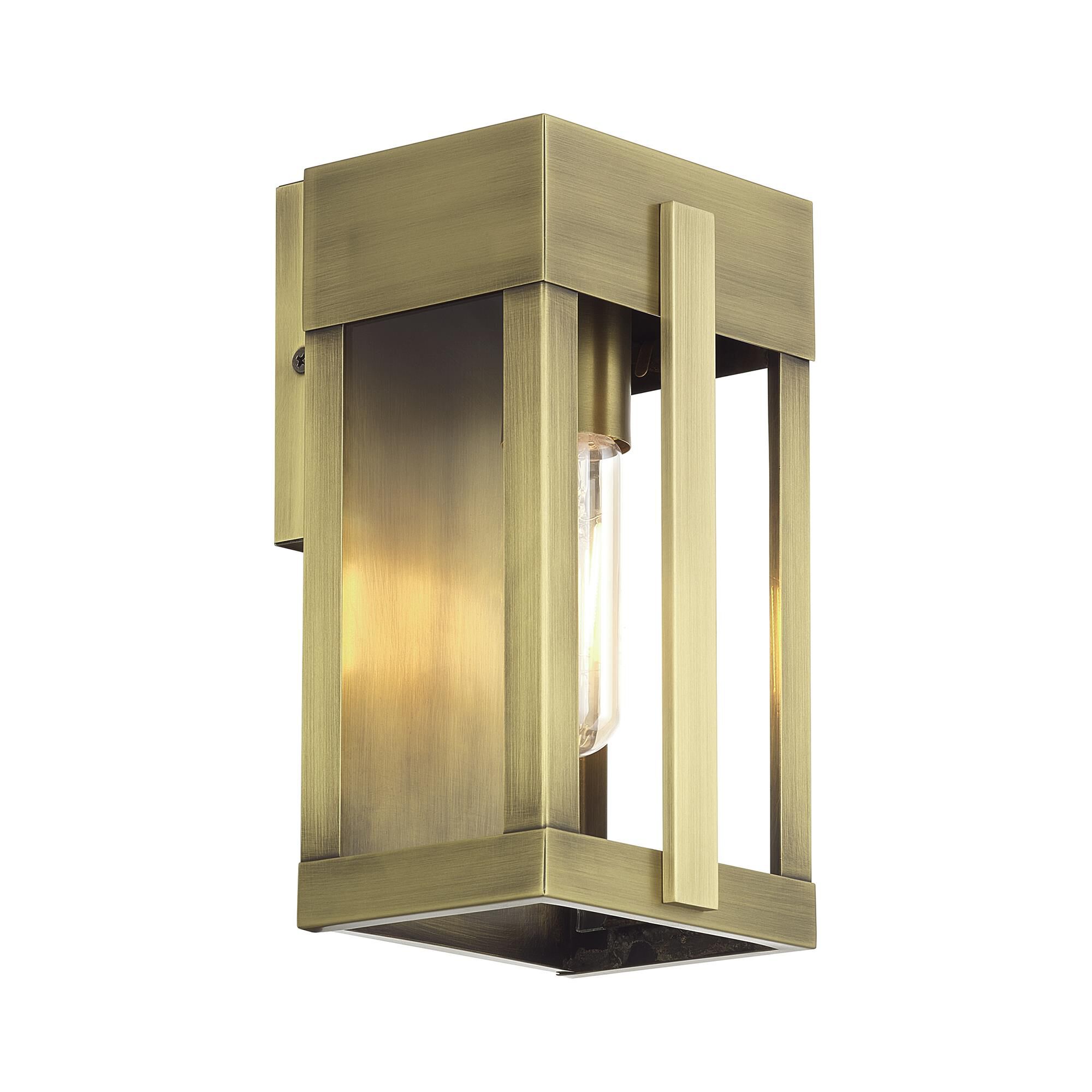 Shown in Antique Brass finish and Clear glass