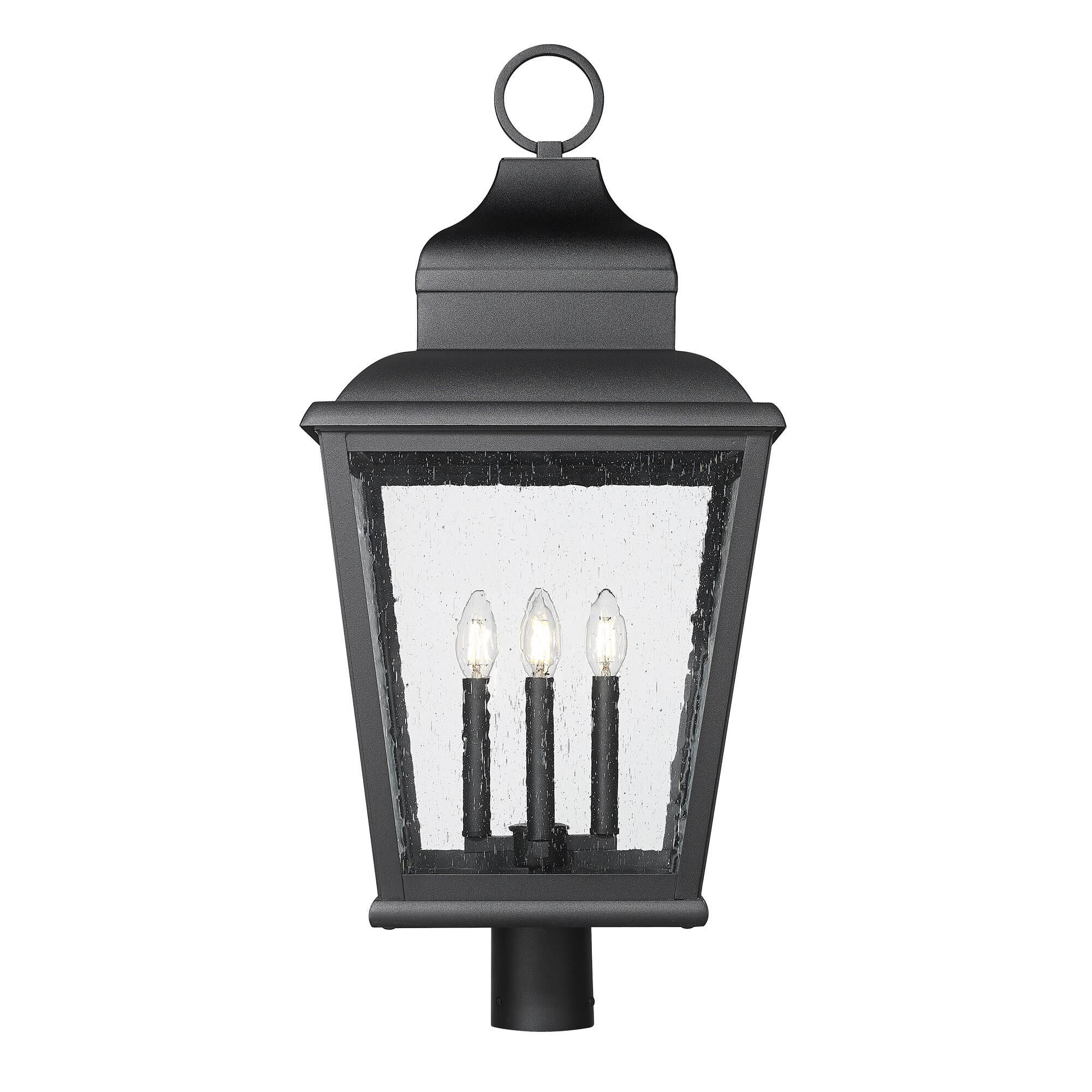 Shown in Sand Black finish and Clear Seedy glass
