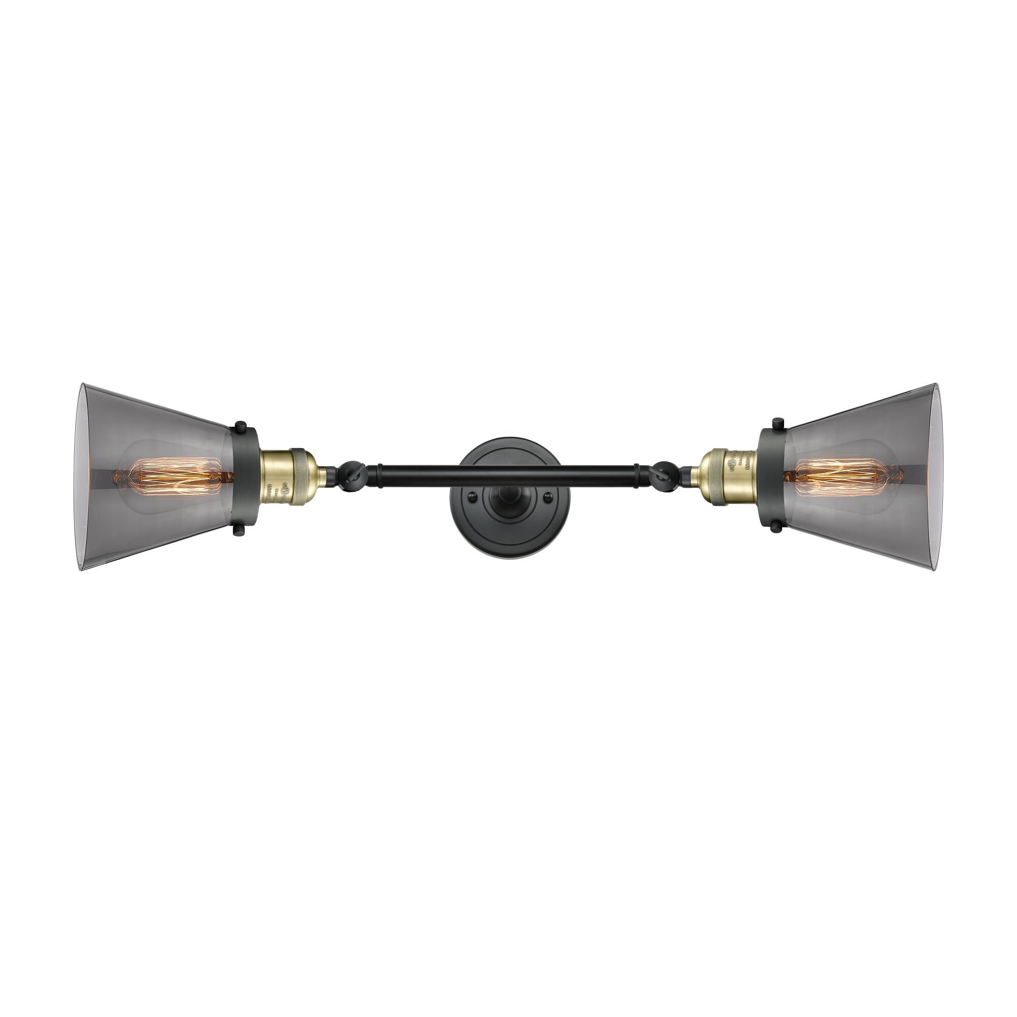 Shown in Black Antique Brass finish and Smoked glass