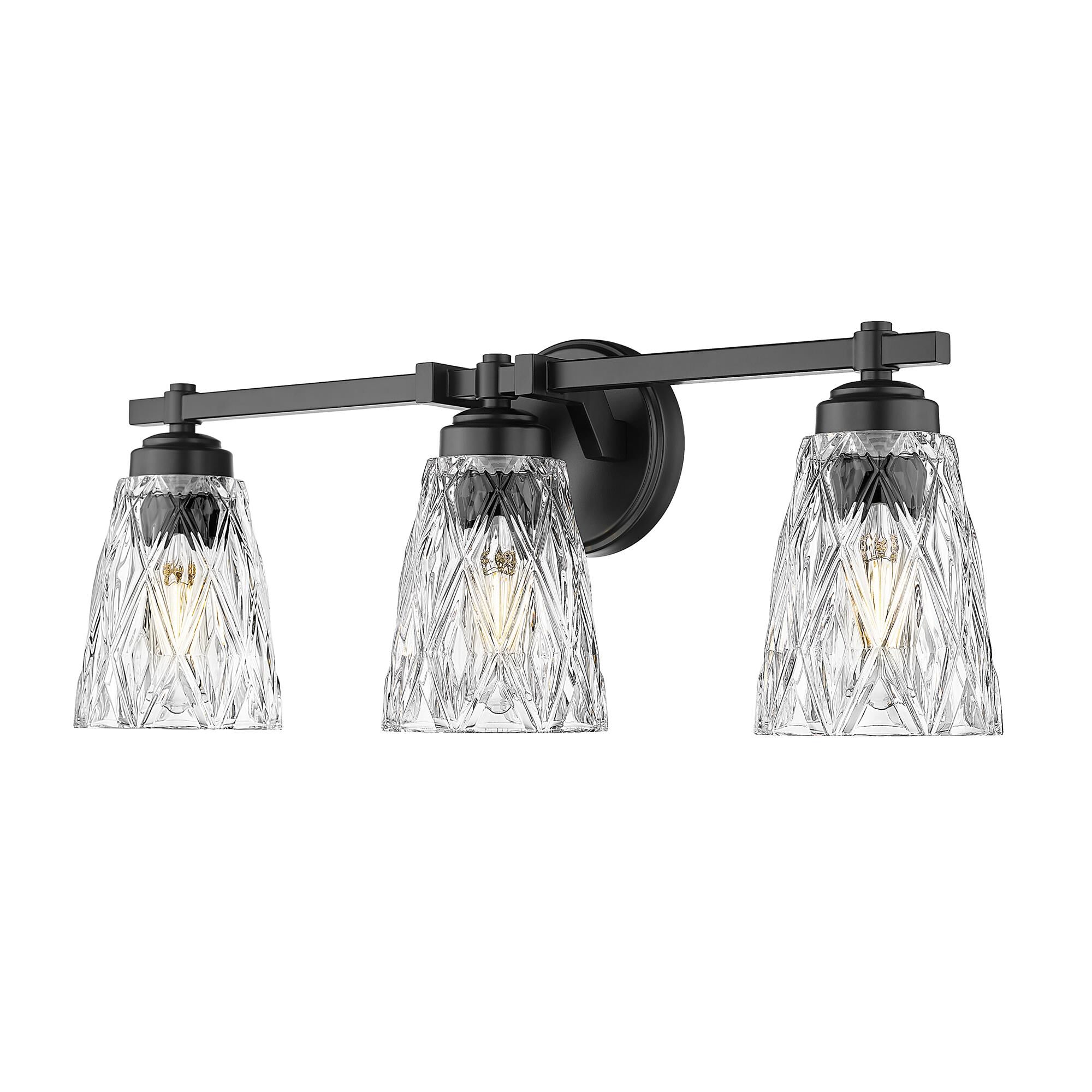 Shown in Matte Black finish and Clear glass