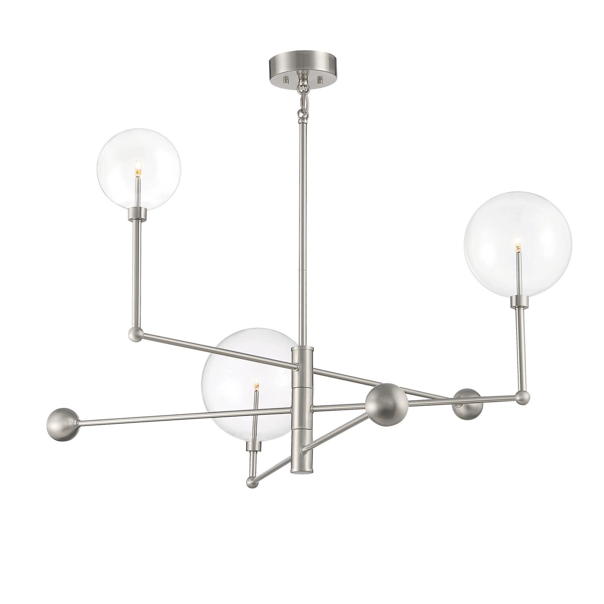 Shown in Brushed Nickel finish and Clear glass