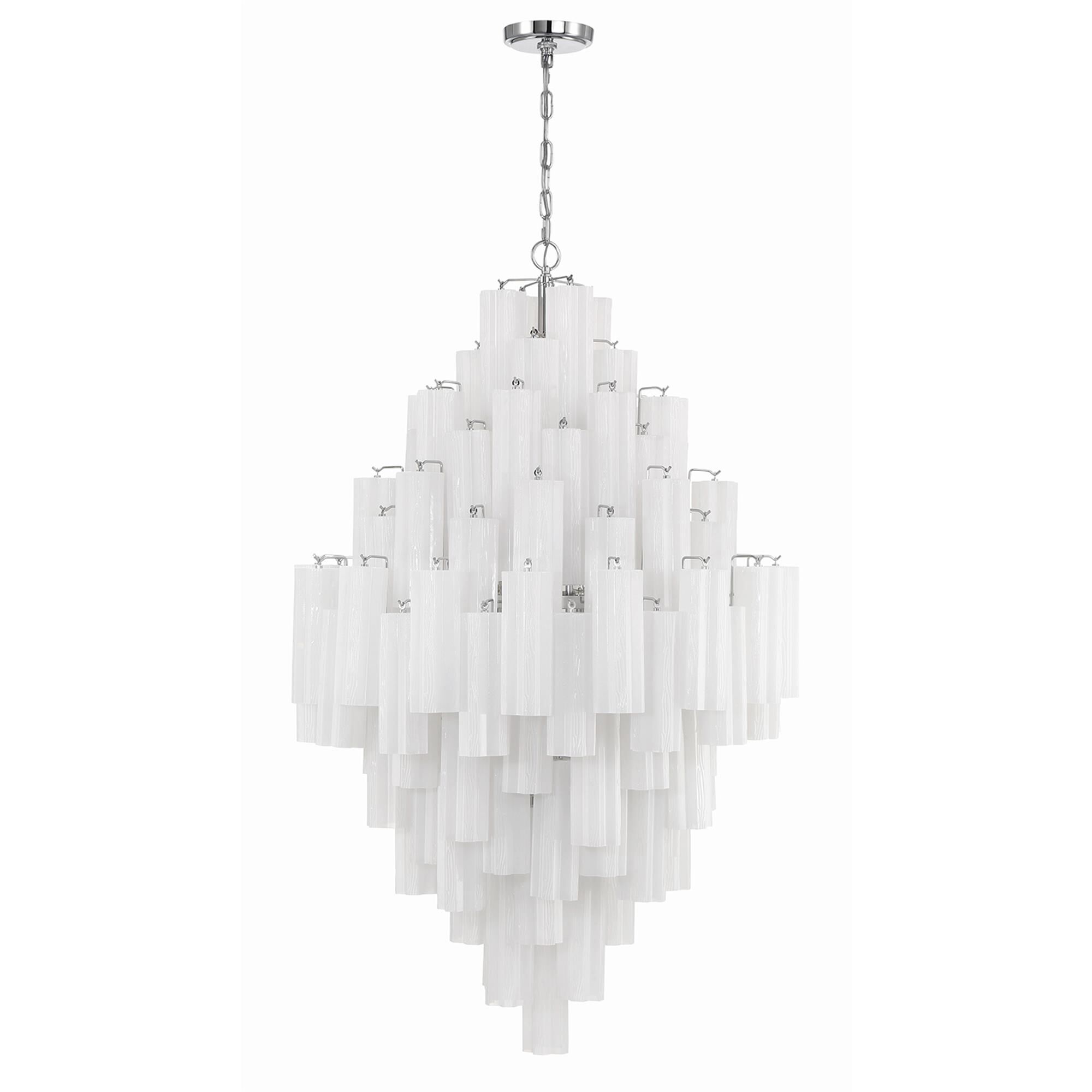 Shown in Polished Chrome finish and Tronchi Glass White crystal