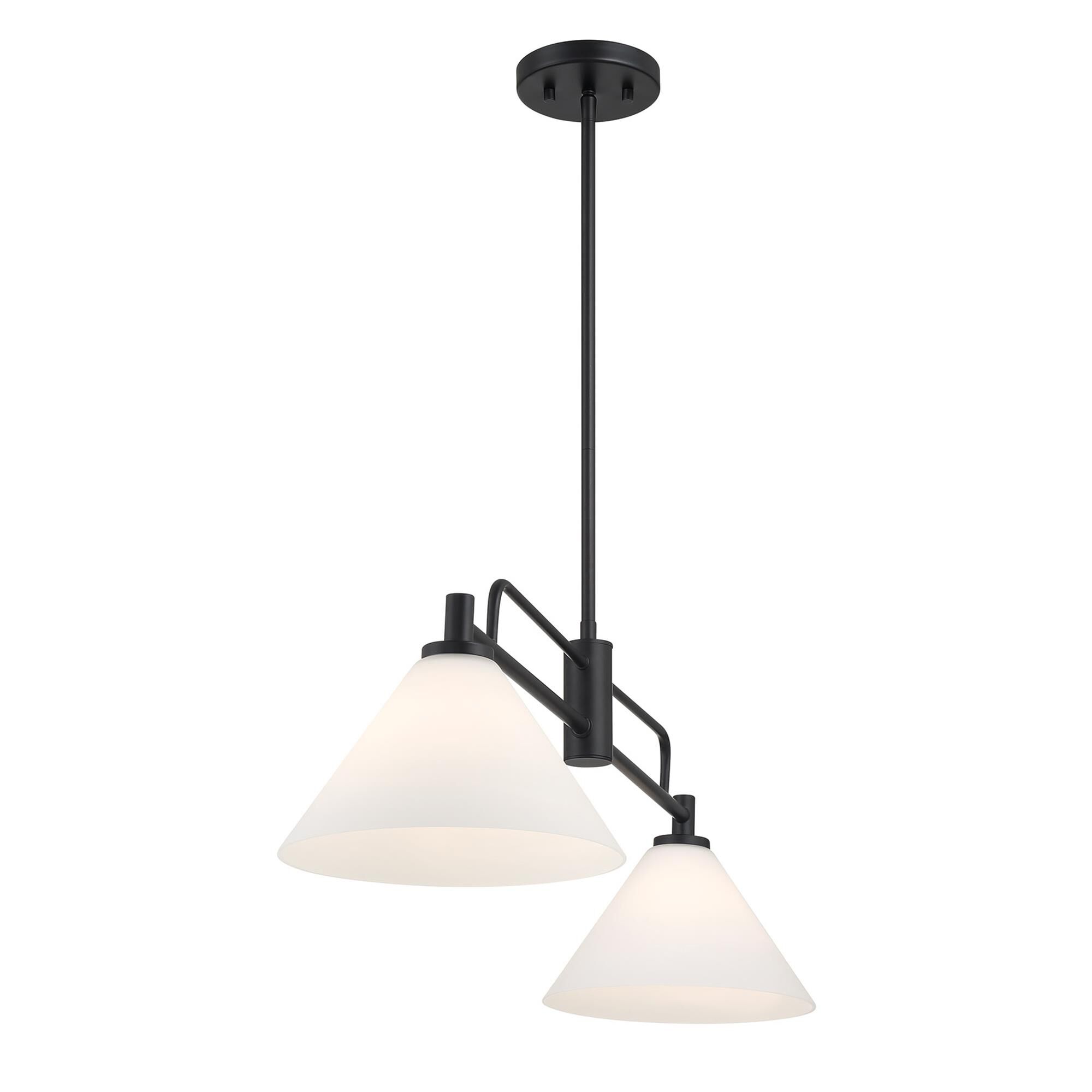 Shown in Matte Black finish and White Opal glass