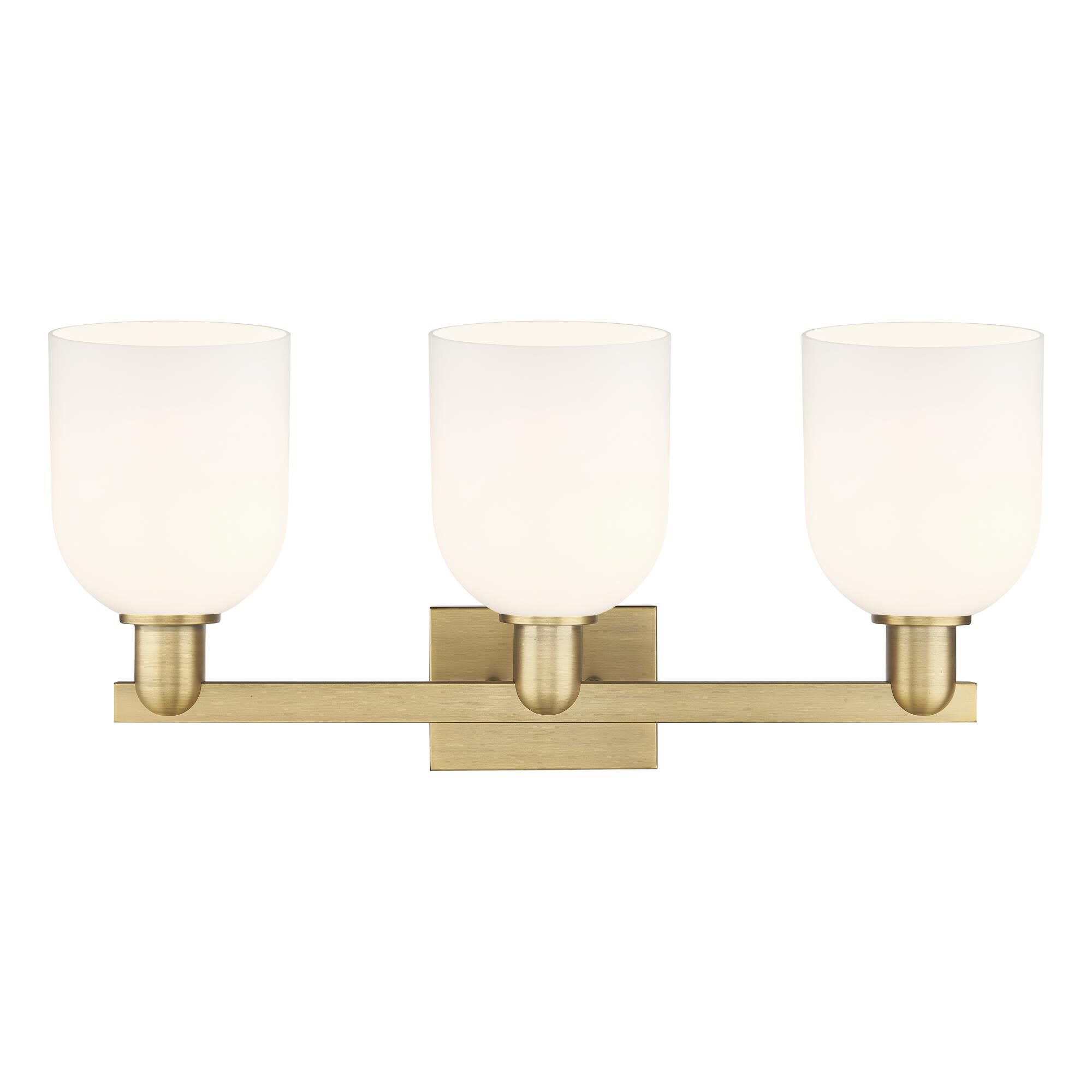 Shown in Brushed Brass finish and White glass