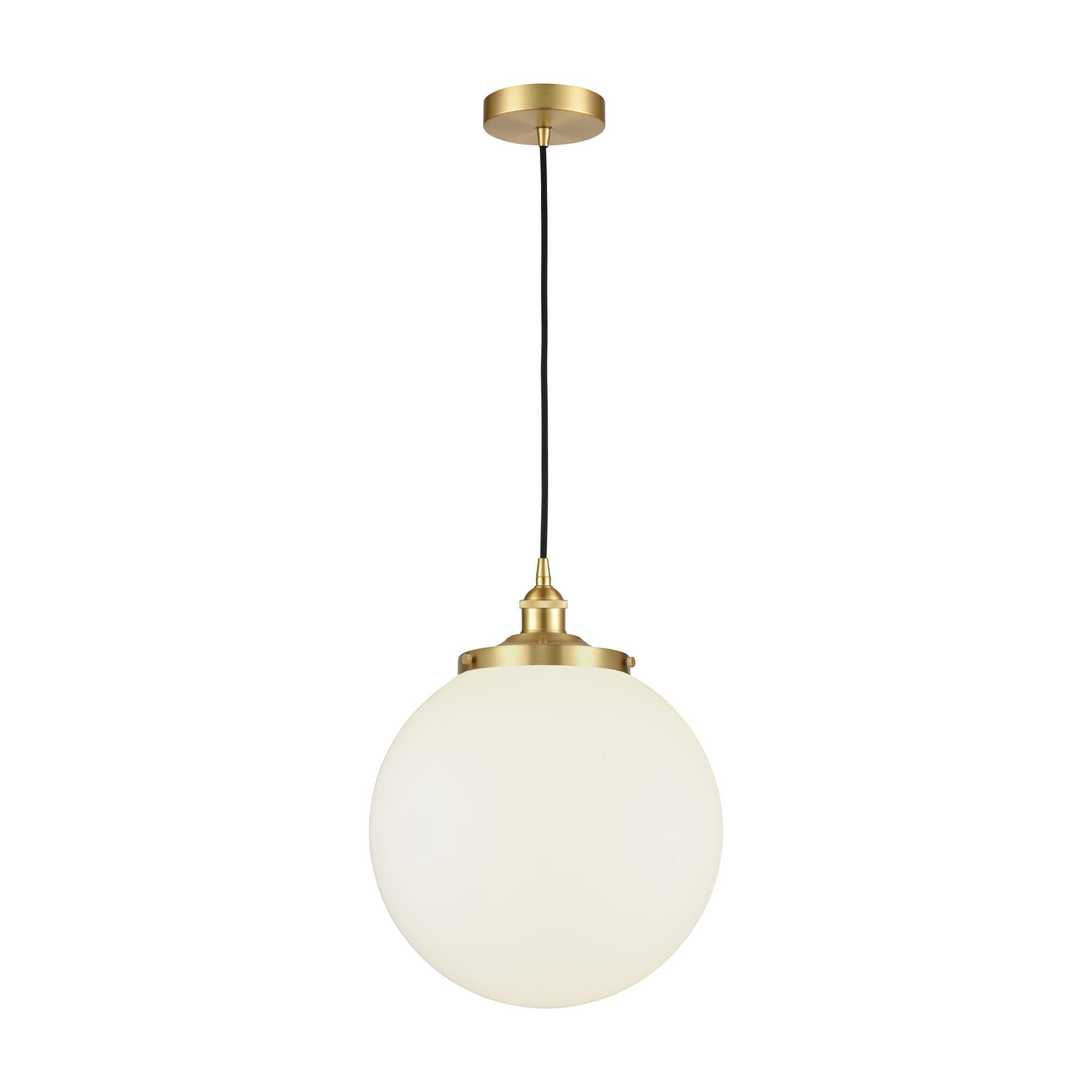 Shown in Satin Gold finish and Matte White glass