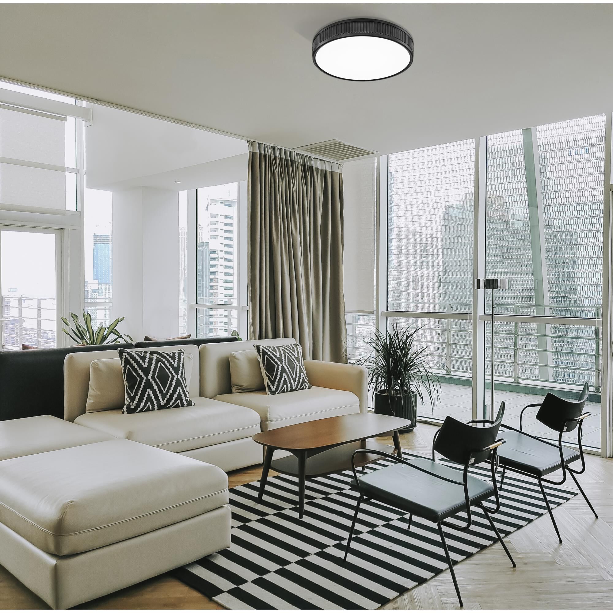 Shown in Matte Black finish and Frosted glass and Frosted shade