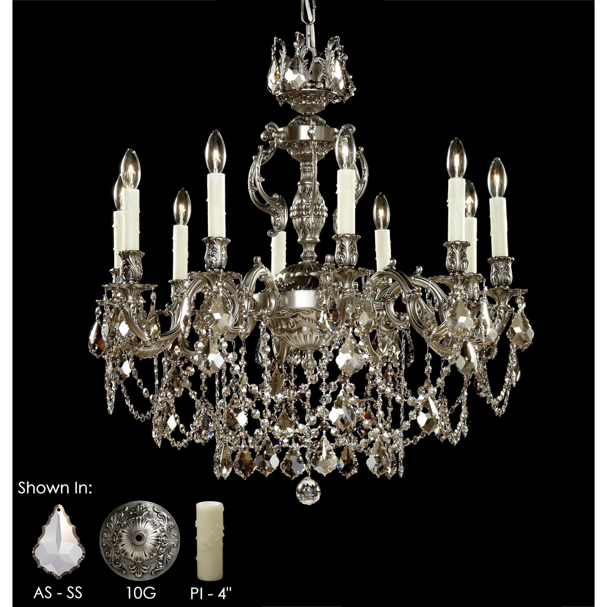 Rosetta 10 Light Chandelier by American Brass and Crystal