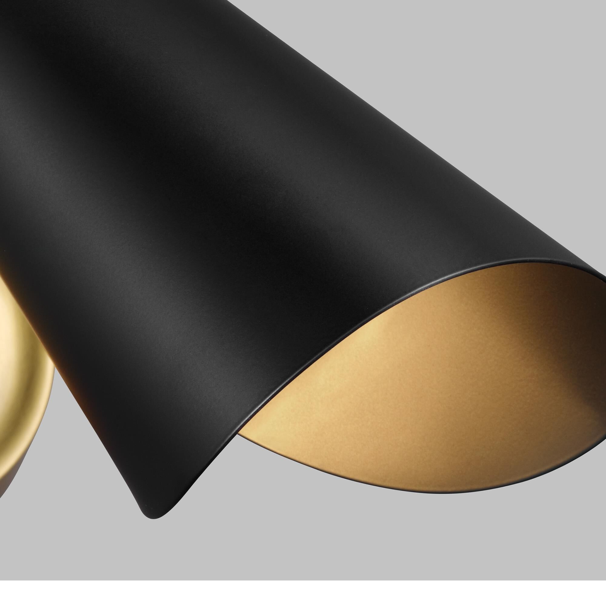 Shown in Burnished Brass finish and Midnight Black Steel shade