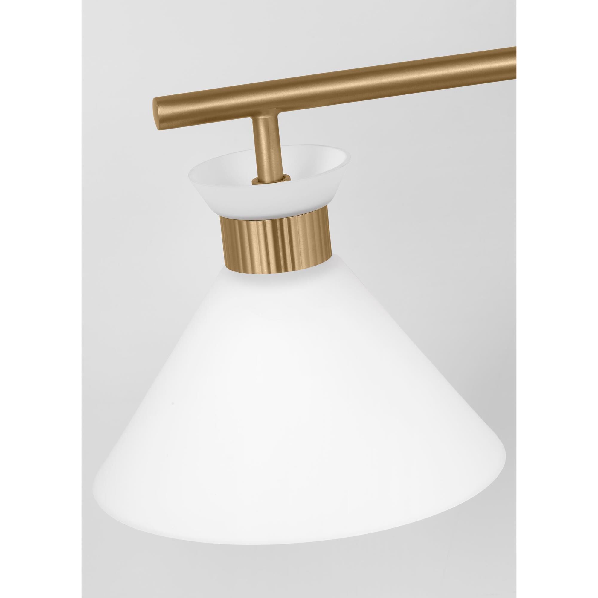 Shown in Satin Brass finish and Etched White glass