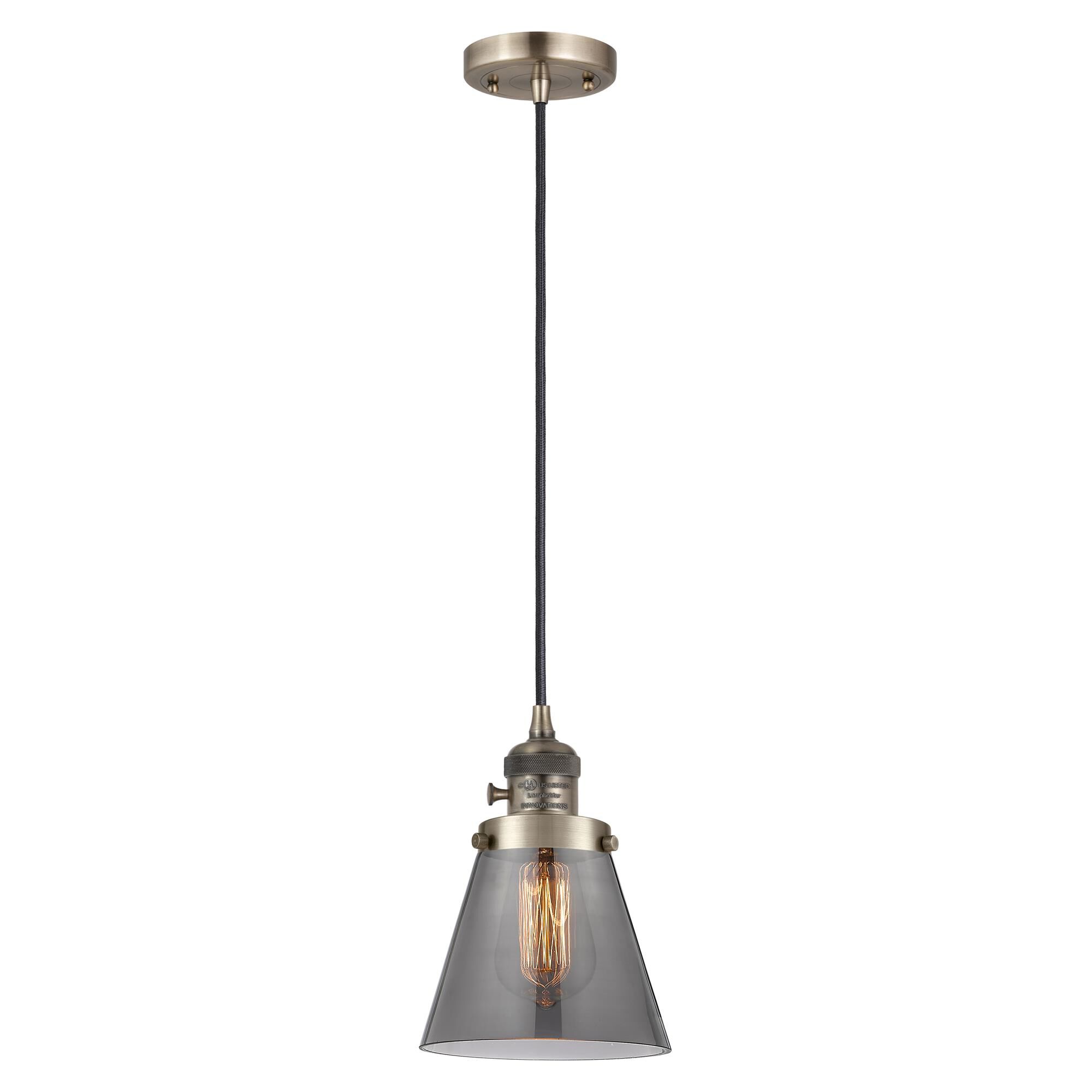 Shown in Antique Brass finish and Plated Smoke glass