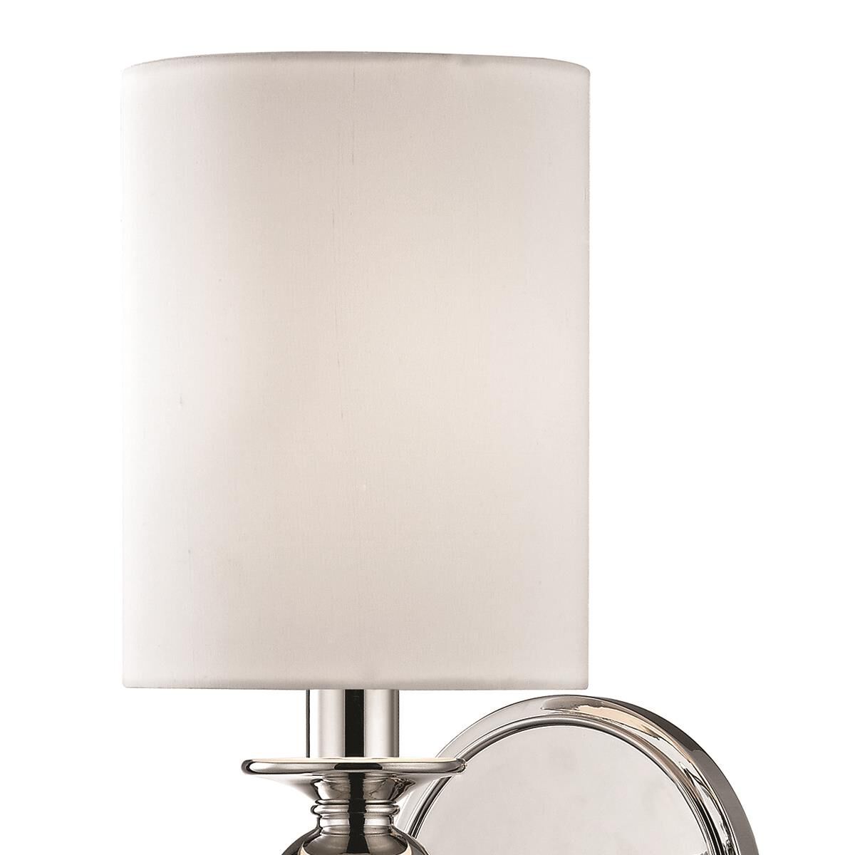 Shown in Polished Nickel finish and White Silk shade