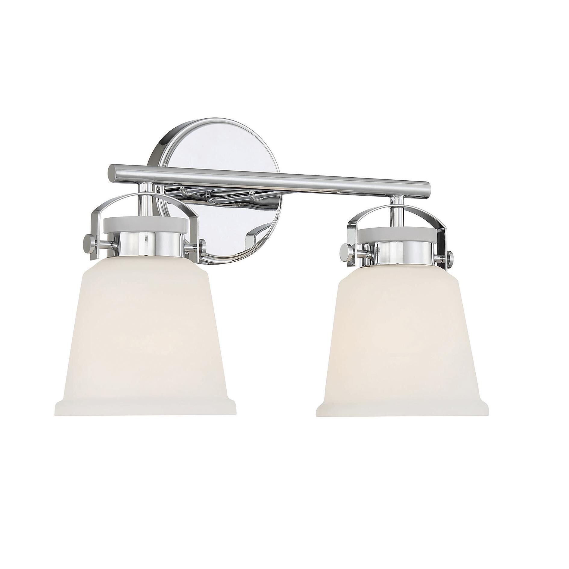 Shown in Polished Chrome finish and White Opal glass and Glass shade