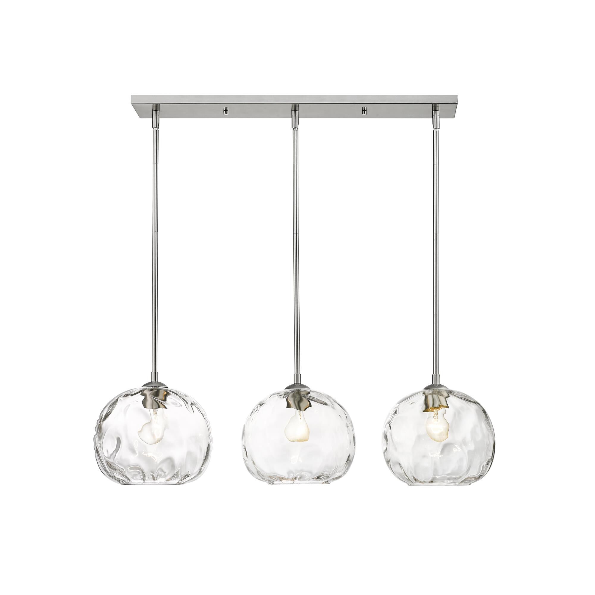 Shown in Brushed Nickel finish and Glass shade