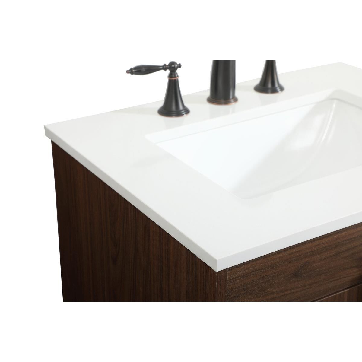 Shown in Walnut finish and Without Backsplash accent