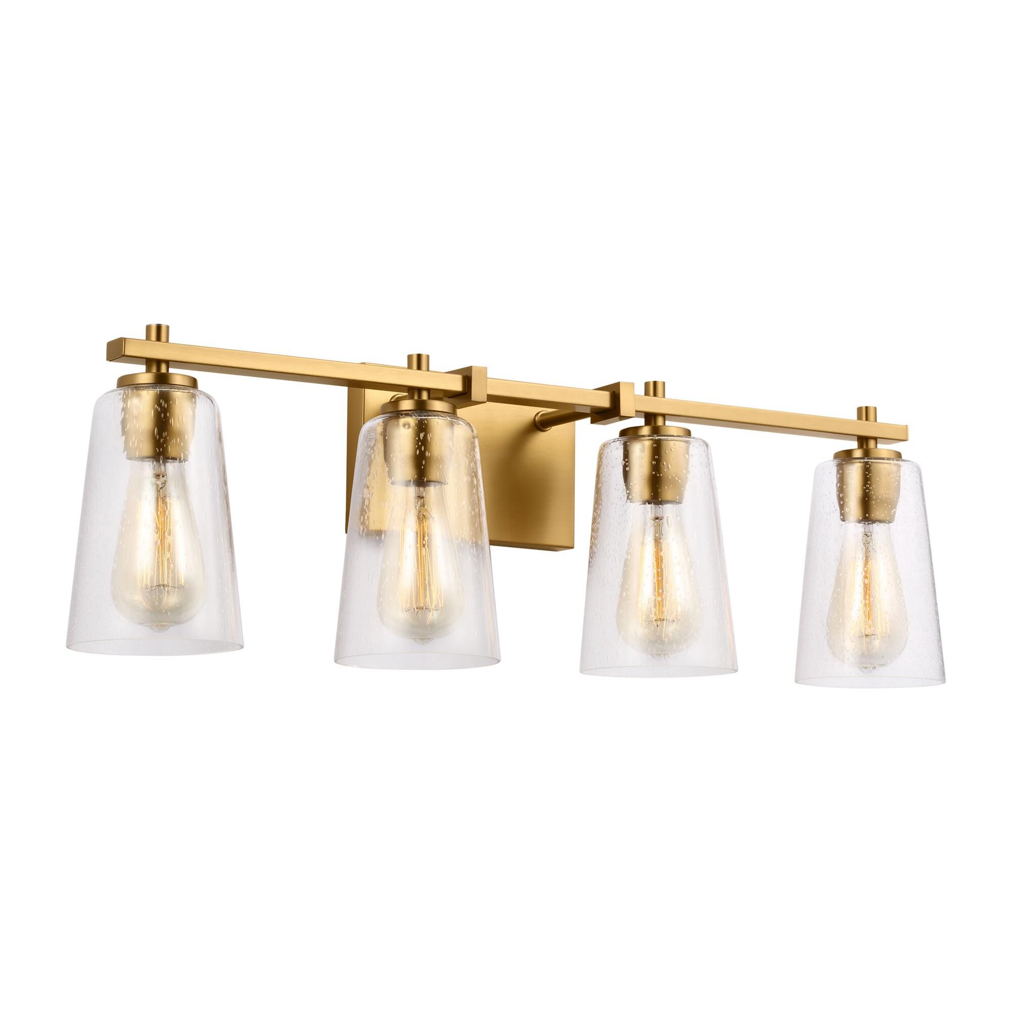Shown in Burnished Brass finish and Clear Seeded glass