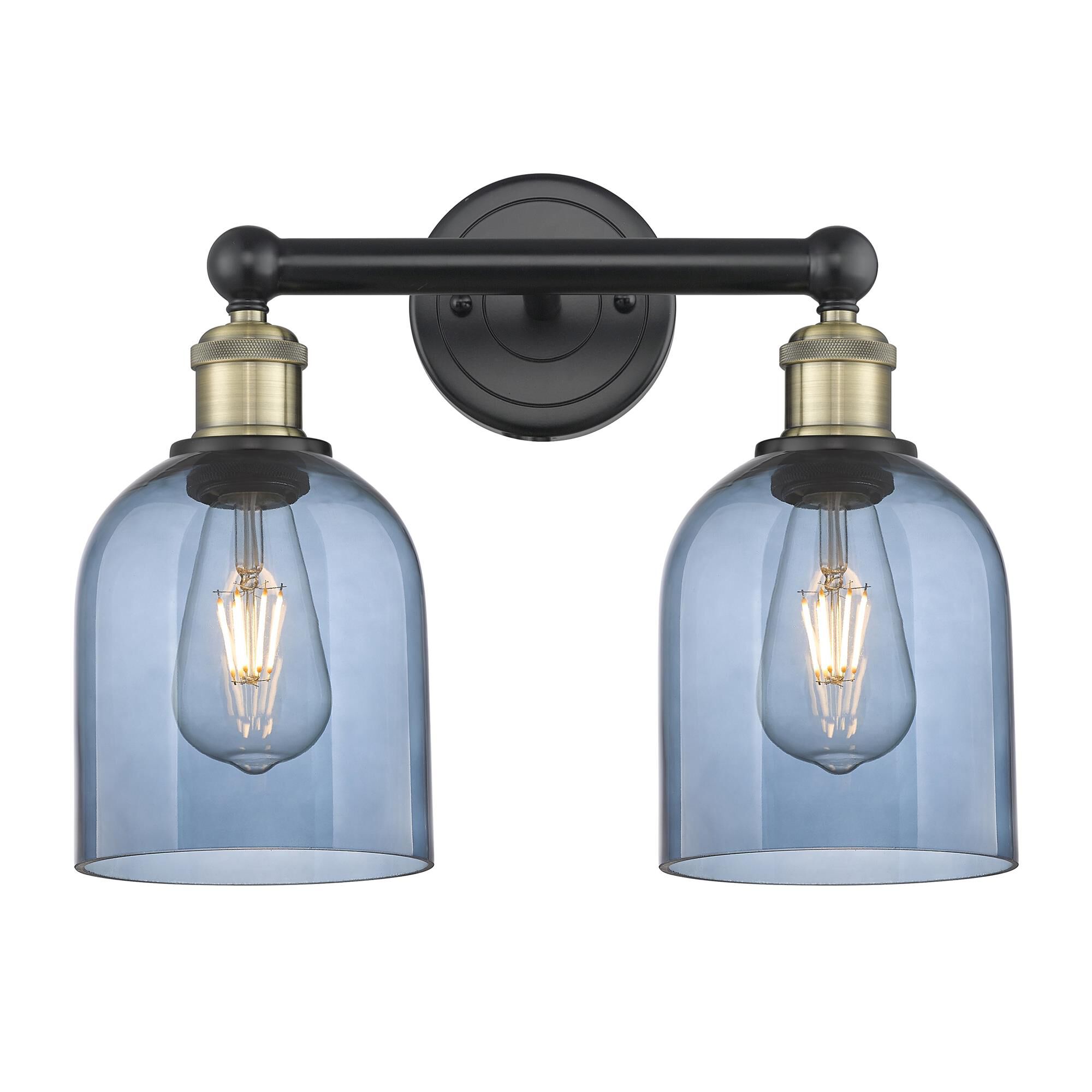 Shown in Black Antique Brass finish and Princess Blue glass