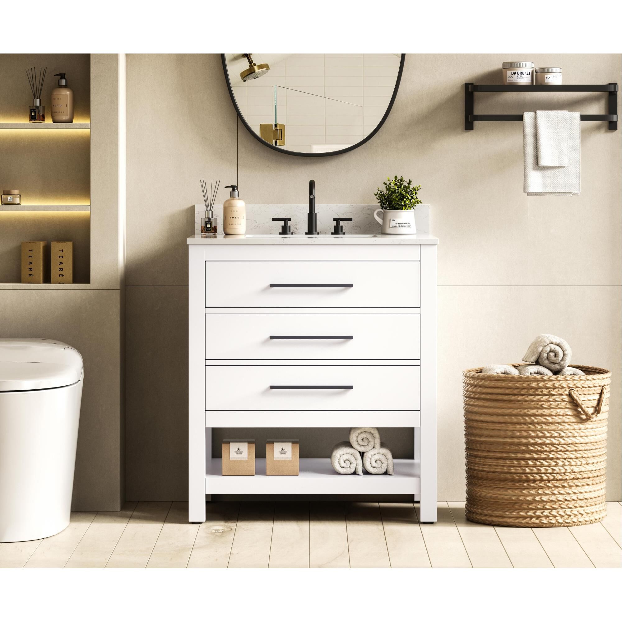 Shown in White finish