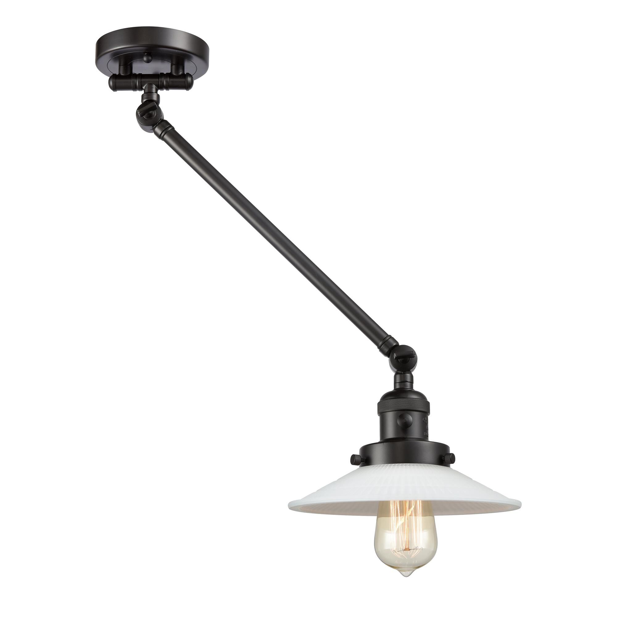 Shown in Oil Rubbed Bronze finish and Matte White Halophane - Cone glass