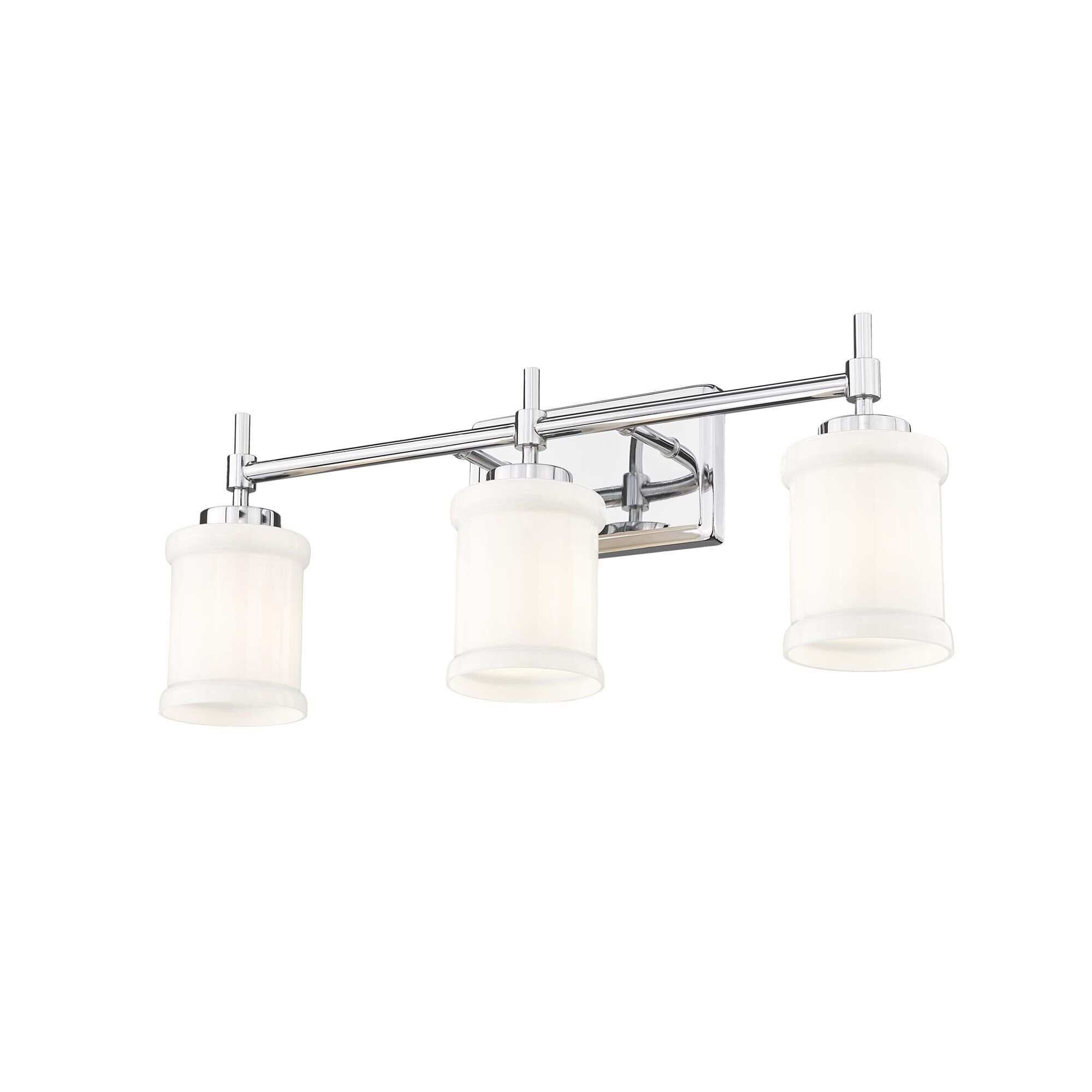 Shown in Chrome finish and Gloss Opal glass and Gloss Opal shade