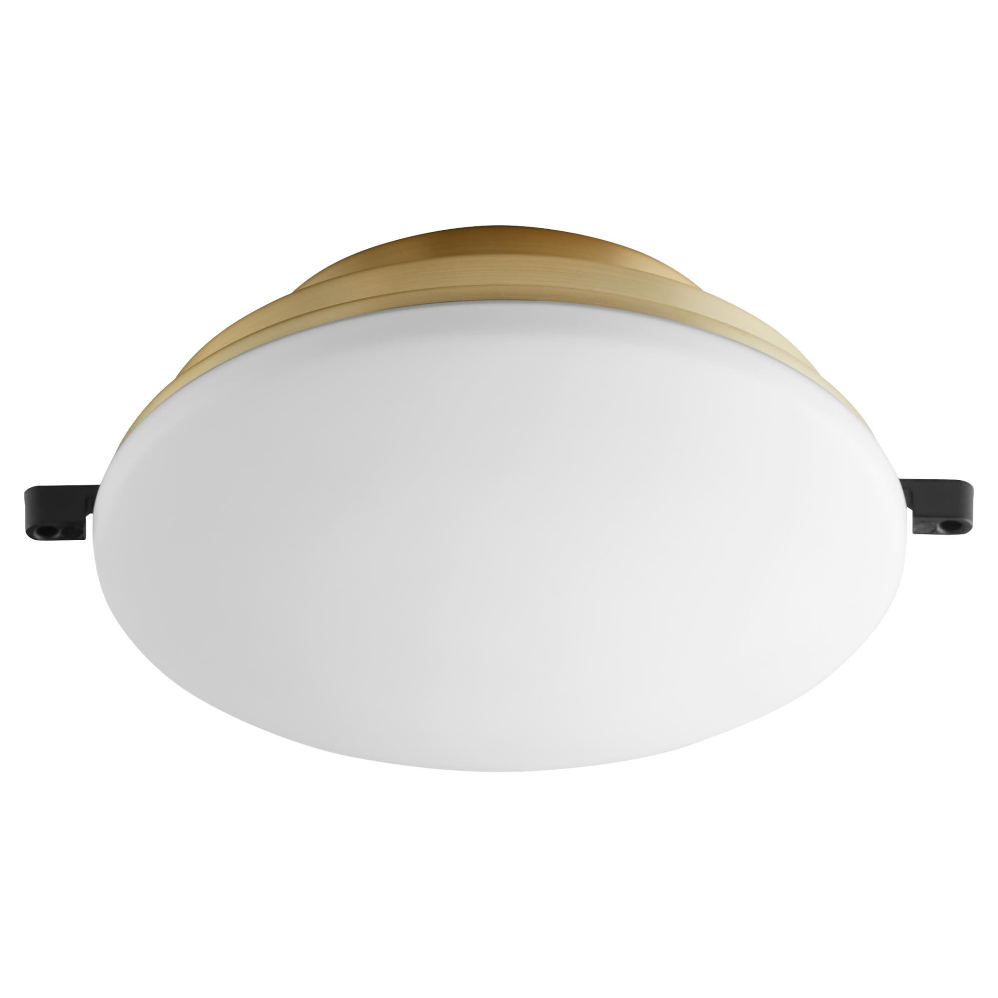 Shown in Aged Brass finish and Satin Opal glass