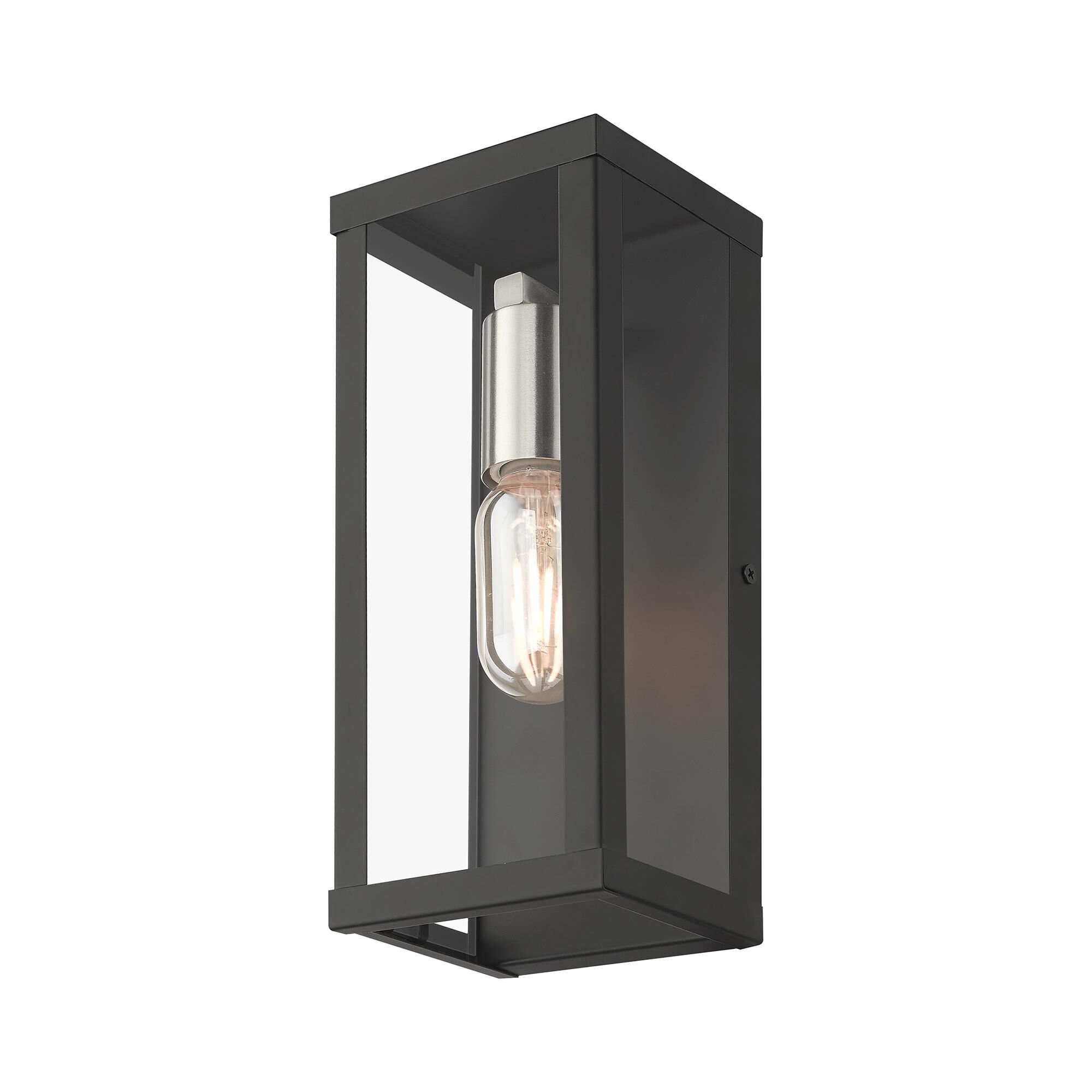 Shown in Black with Brushed Nickel Accents finish and Clear  glass