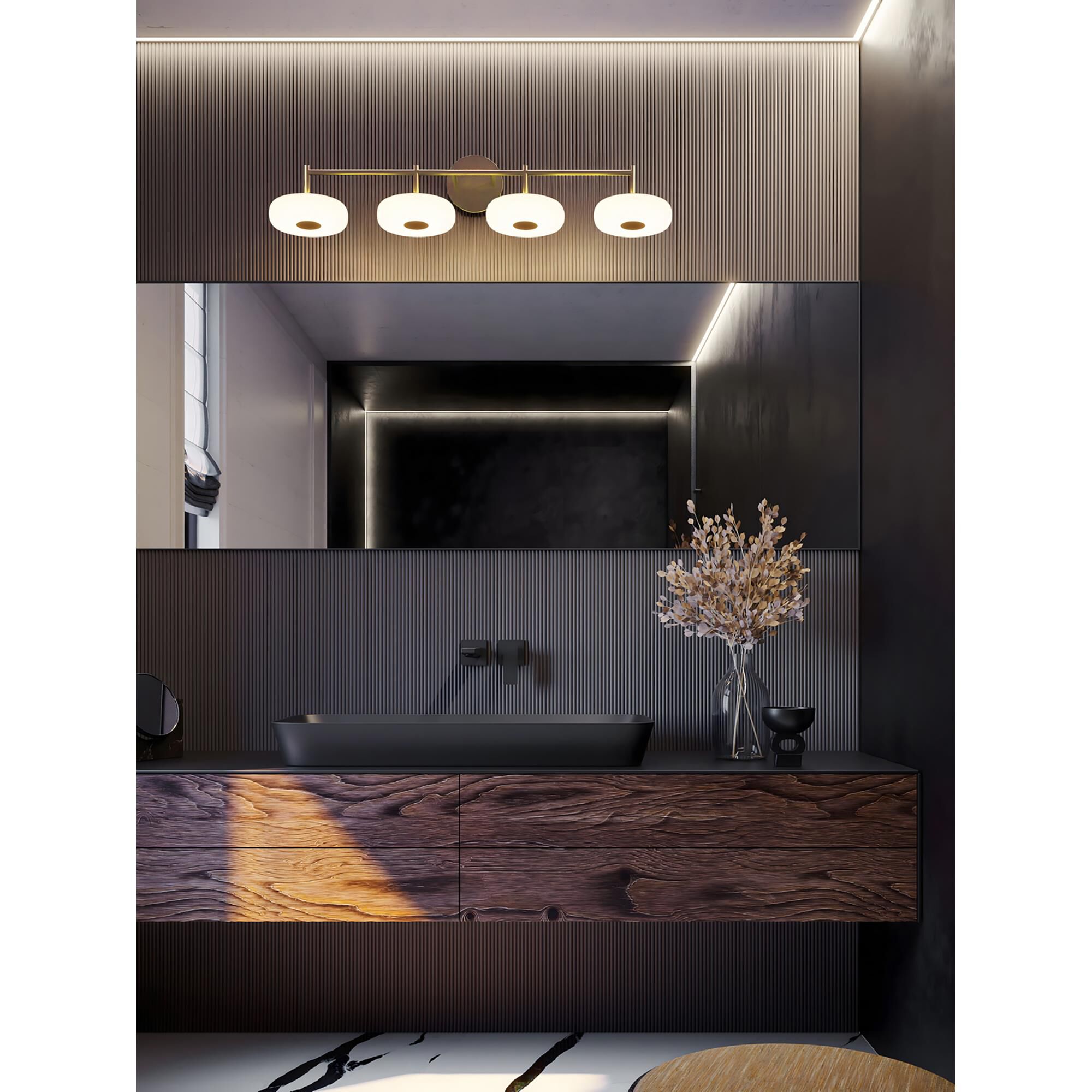 Shown in Light Antique Brass finish and White shade