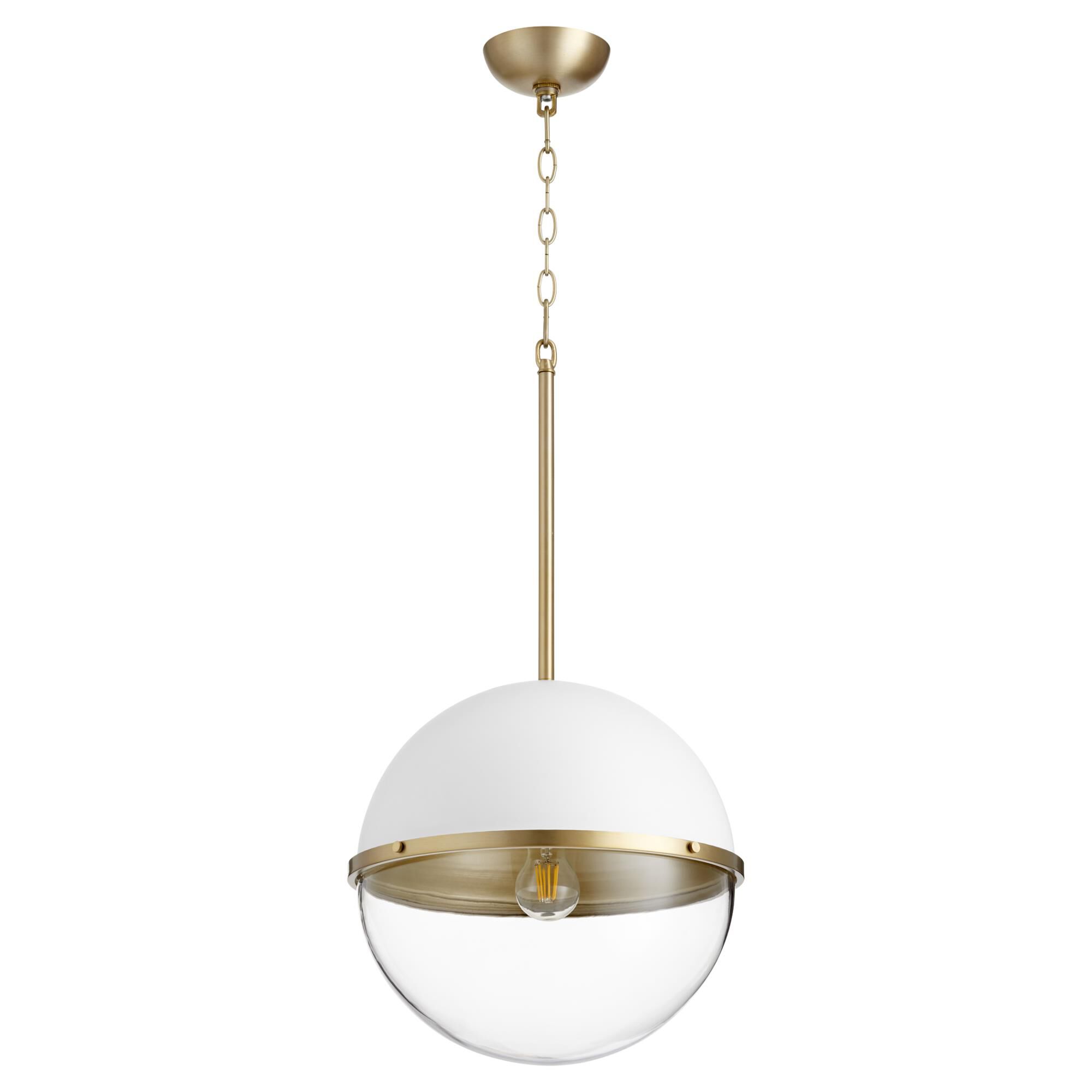 Shown in Studio White W/ Aged Brass finish