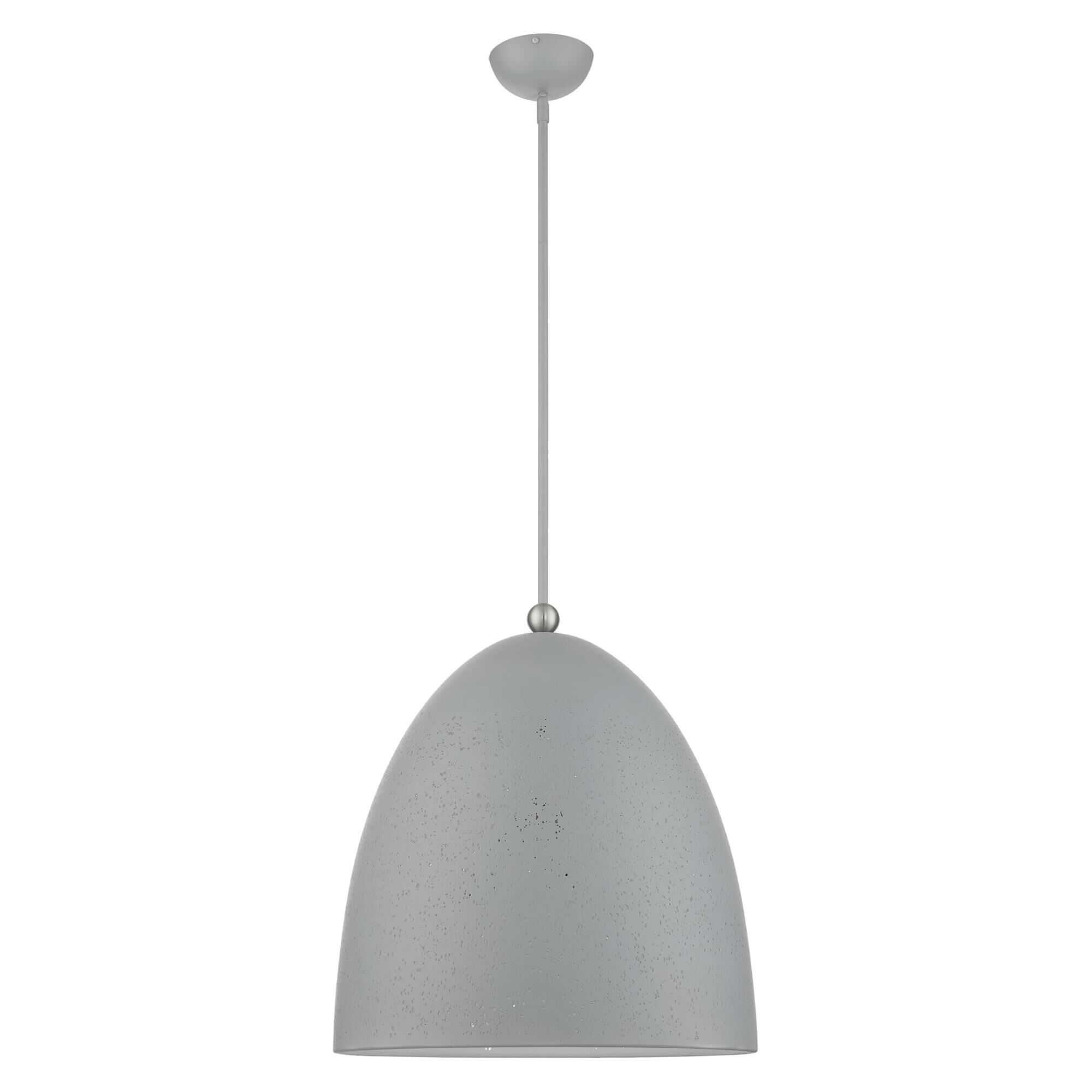 Shown in Nordic Gray With Brushed Nickel finish and Nordic Gray Ornamental Metal With White Inside shade