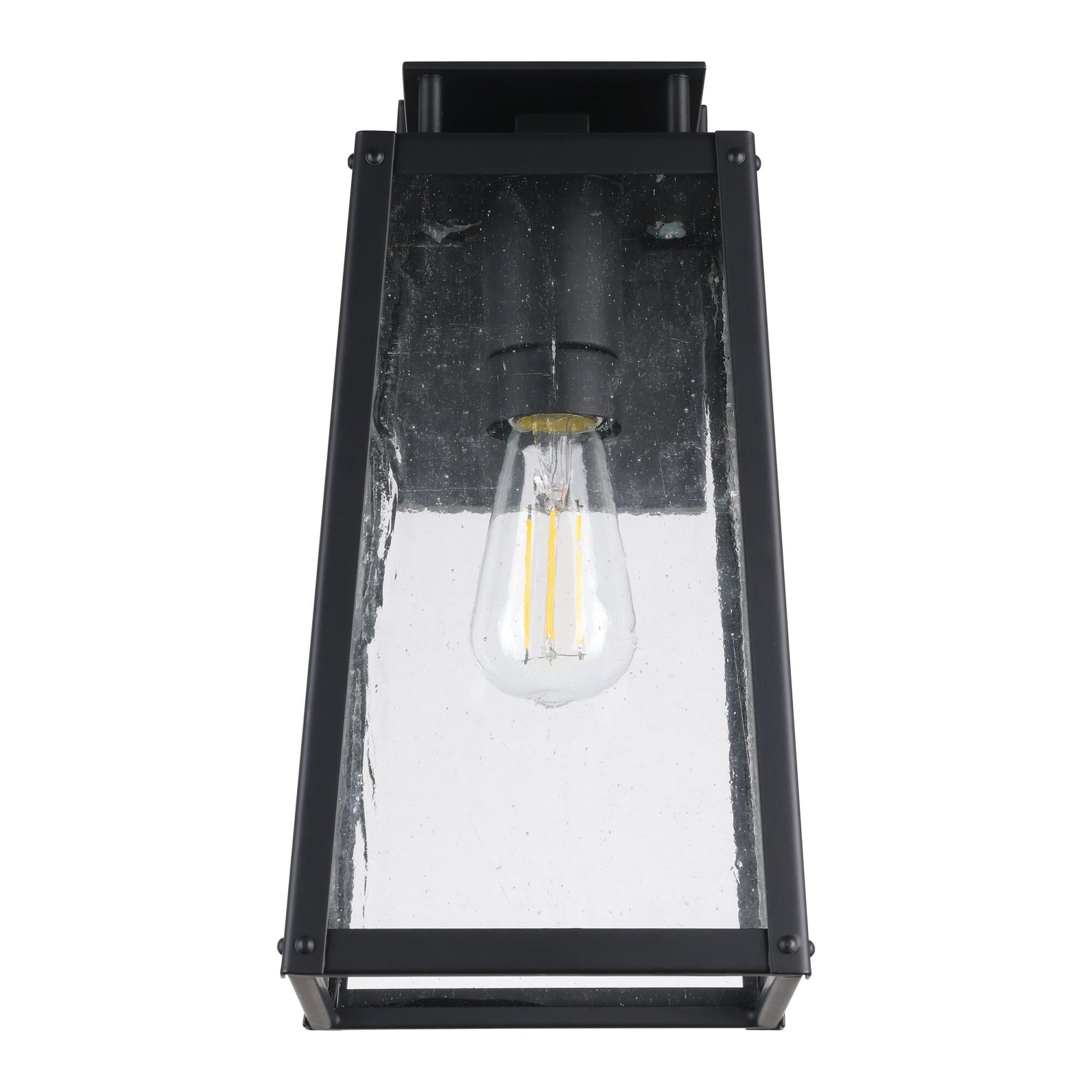 Shown in Matte Black finish and Clear Antique glass