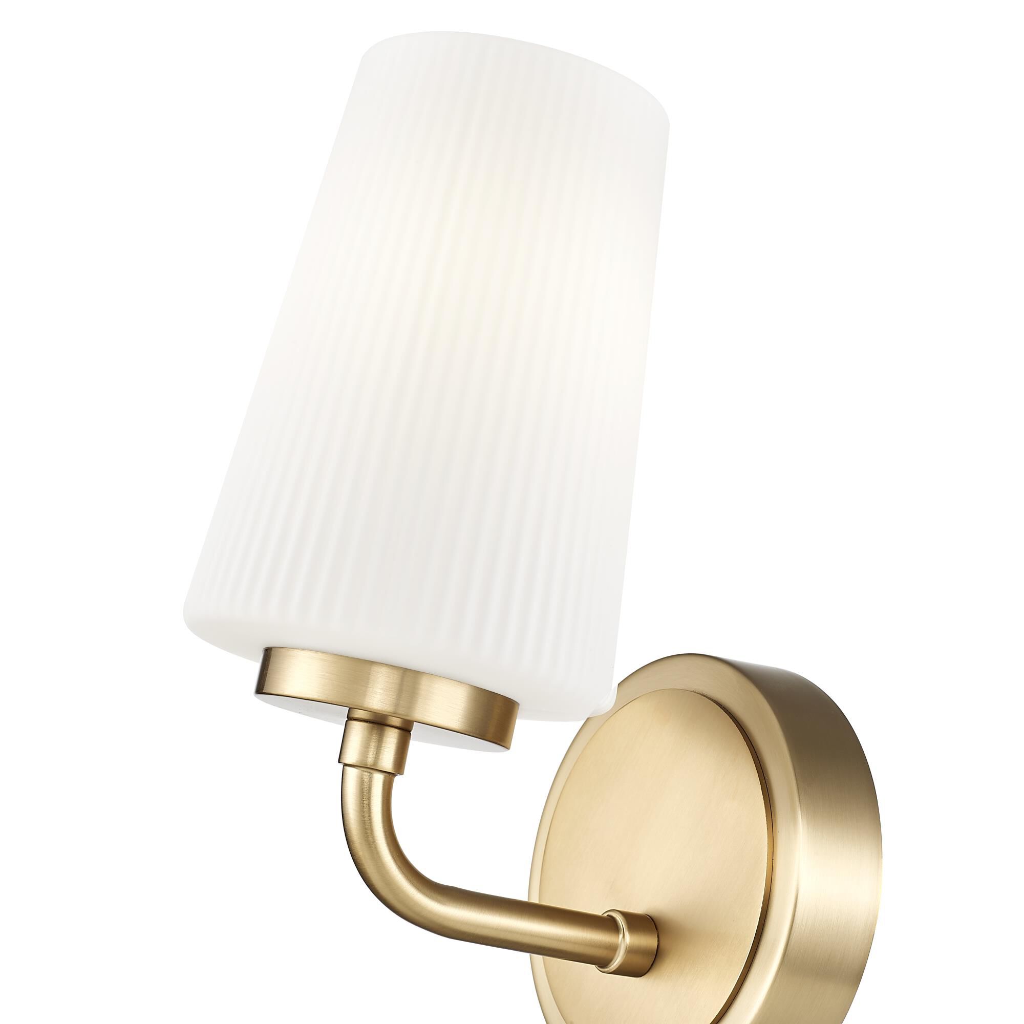 Shown in Modern Gold finish and Matte Opal glass and Matte Opal shade