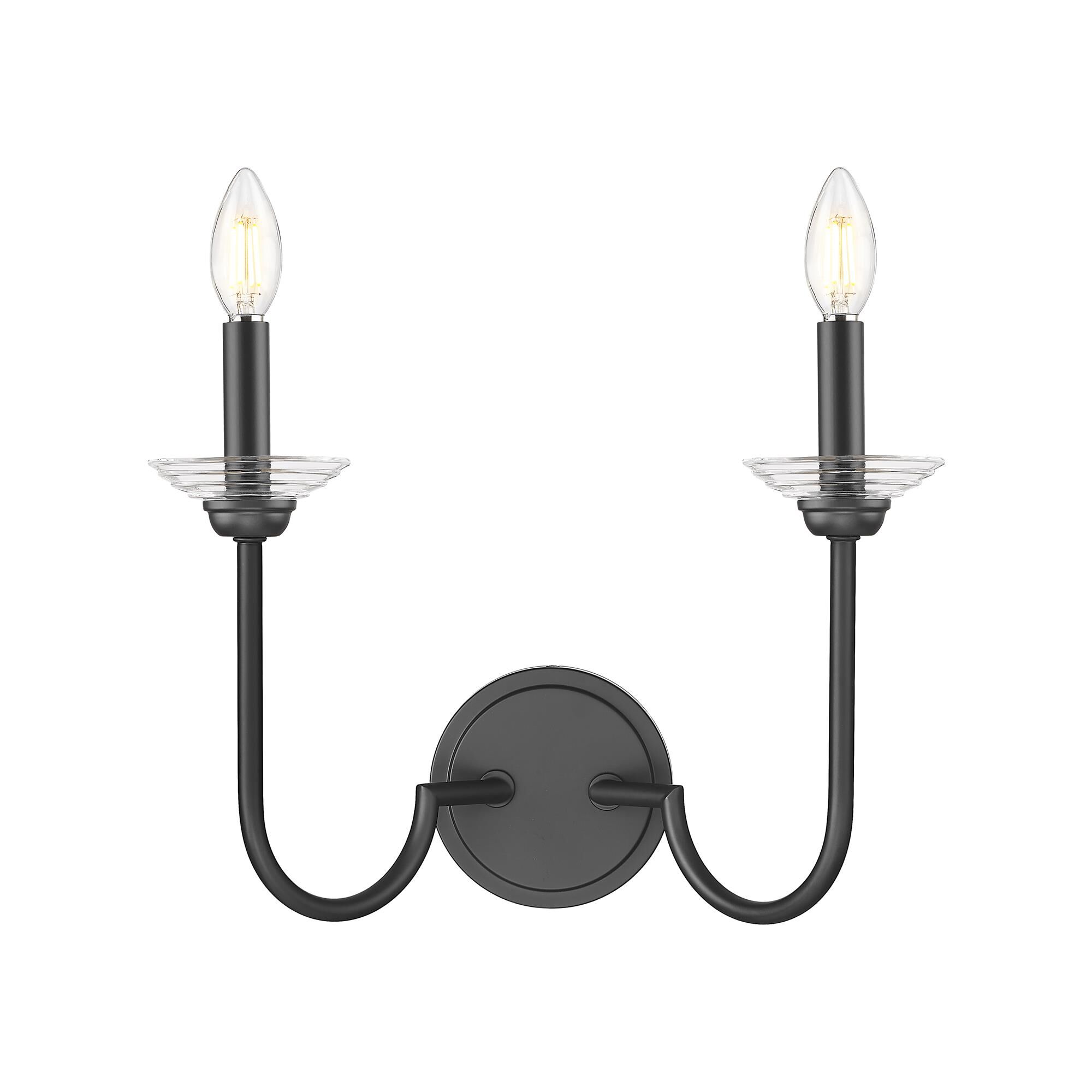 Shown in Matte Black finish and Clear Ribbed glass and Clear Ribbed shade