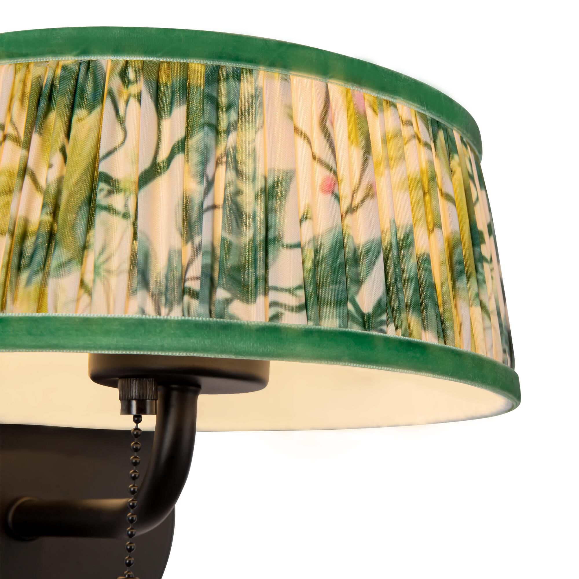 Shown in Matte Black finish and Green Linen shade