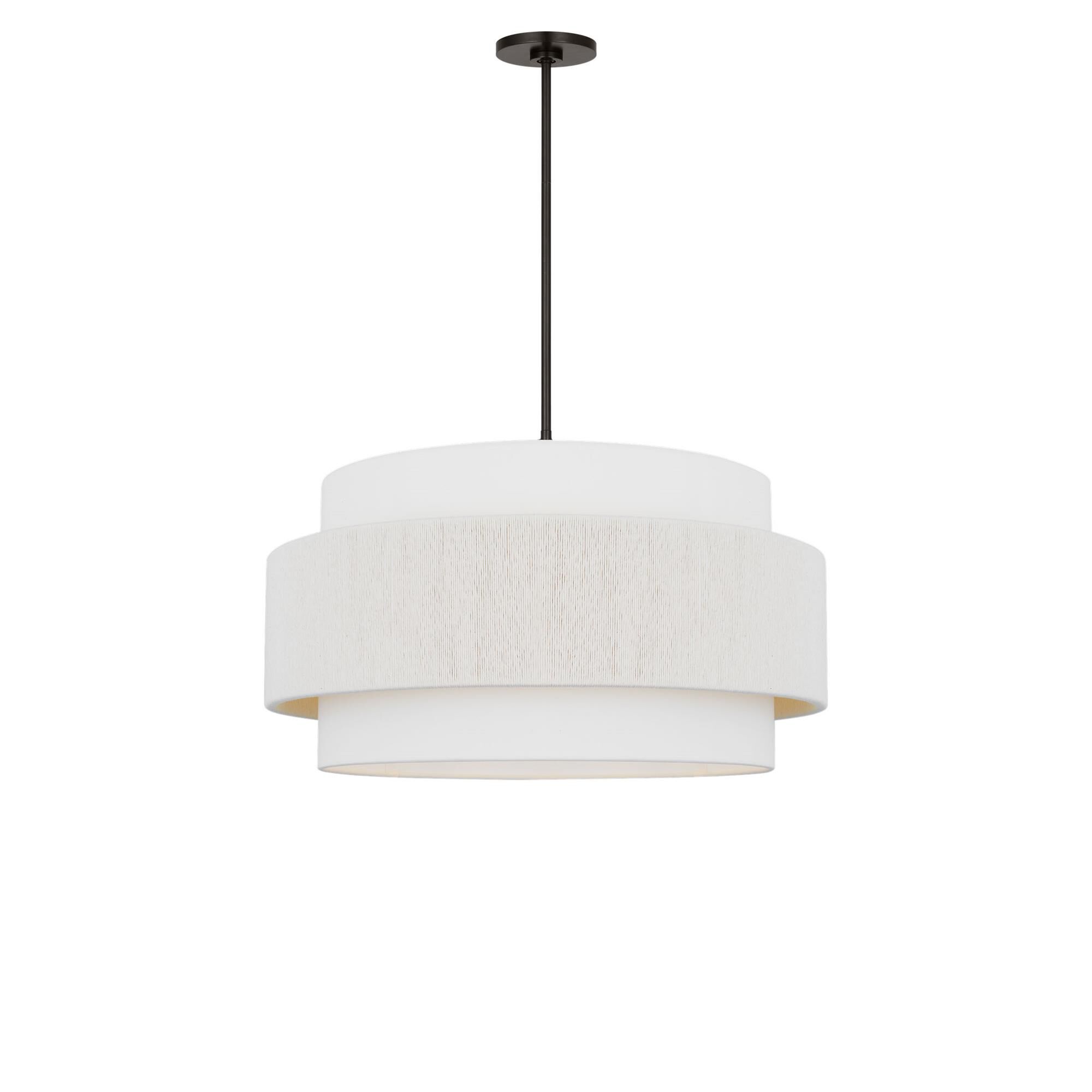 Shown in Aged Iron finish and White Linen Fabric shade