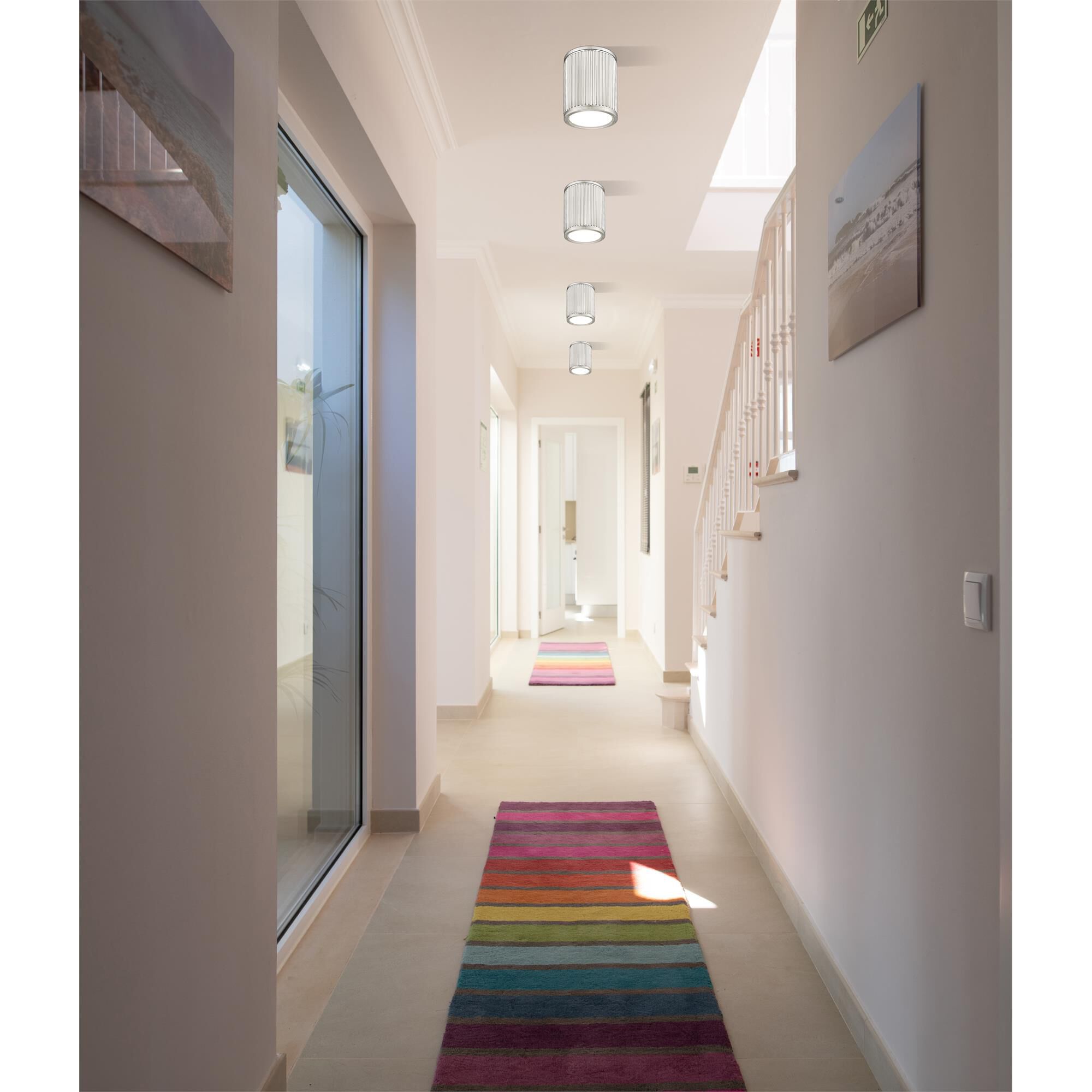 Shown in Brushed Nickel finish and Frosted glass and Frosted shade