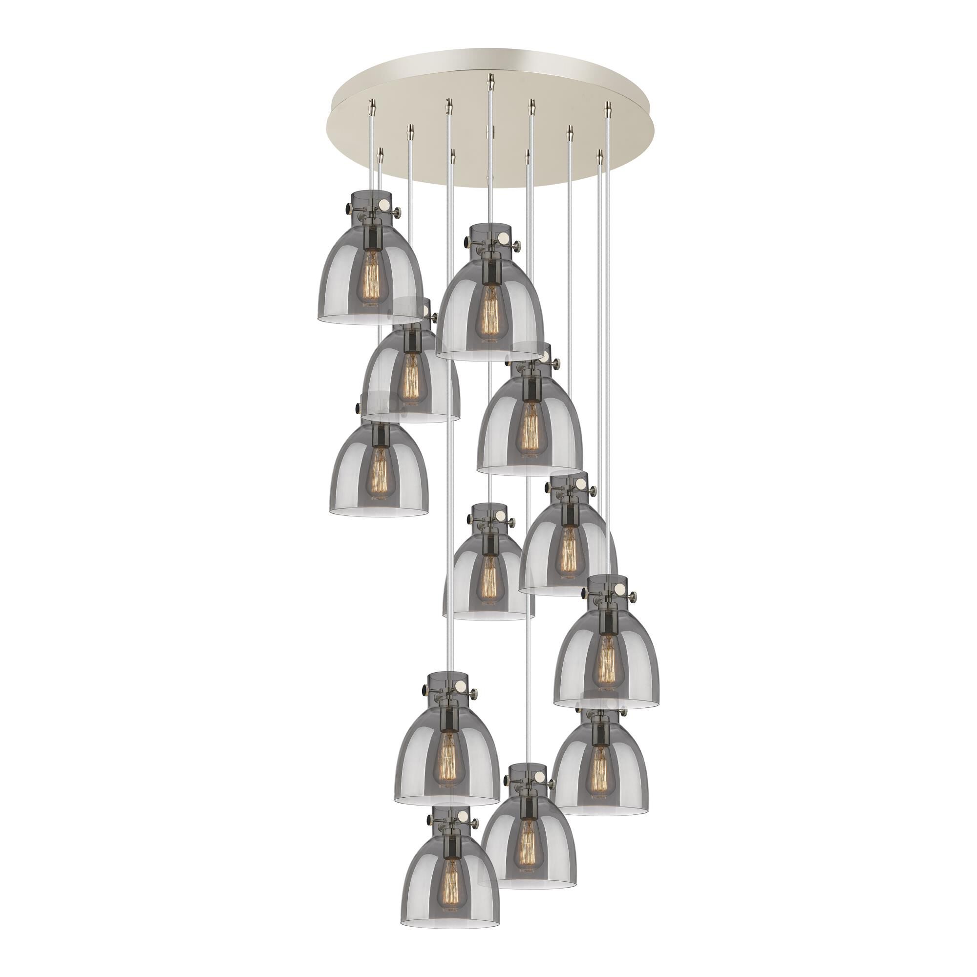 Shown in Polished Nickel finish and Light Smoke glass and Light Smoke Glass shade