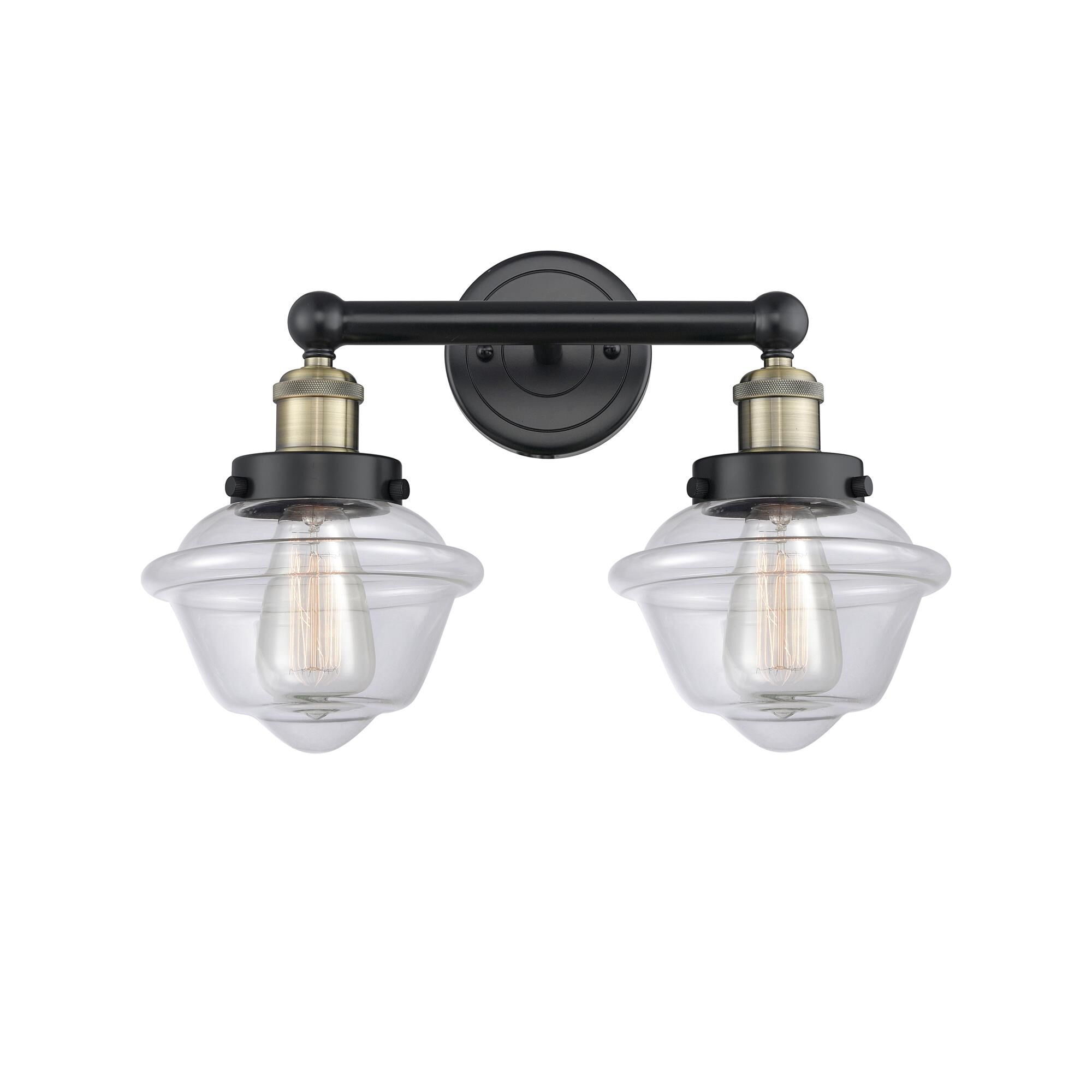 Shown in Black Antique Brass finish and Clear glass
