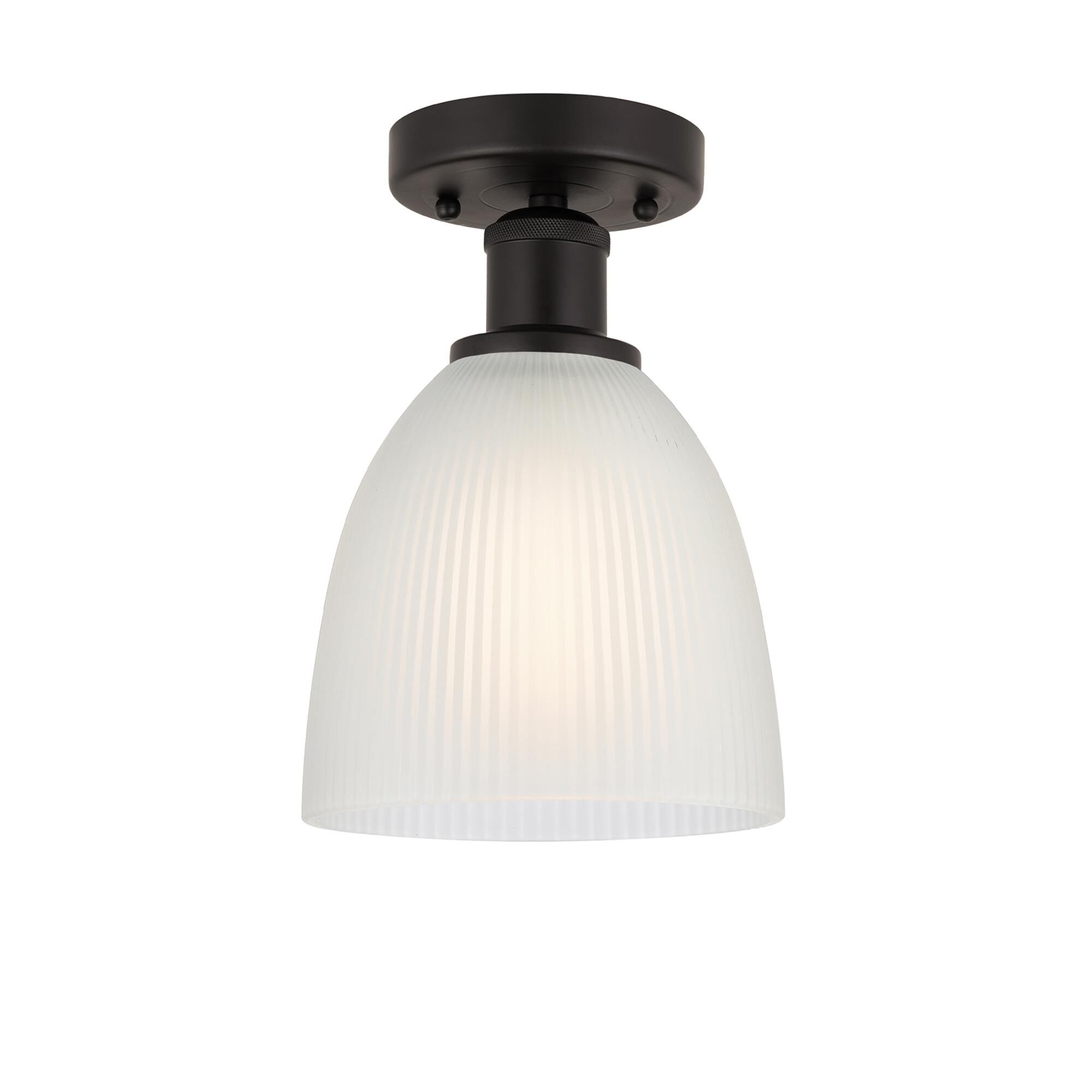 Shown in Oil Rubbed Bronze, White finish and White glass and White Glass shade