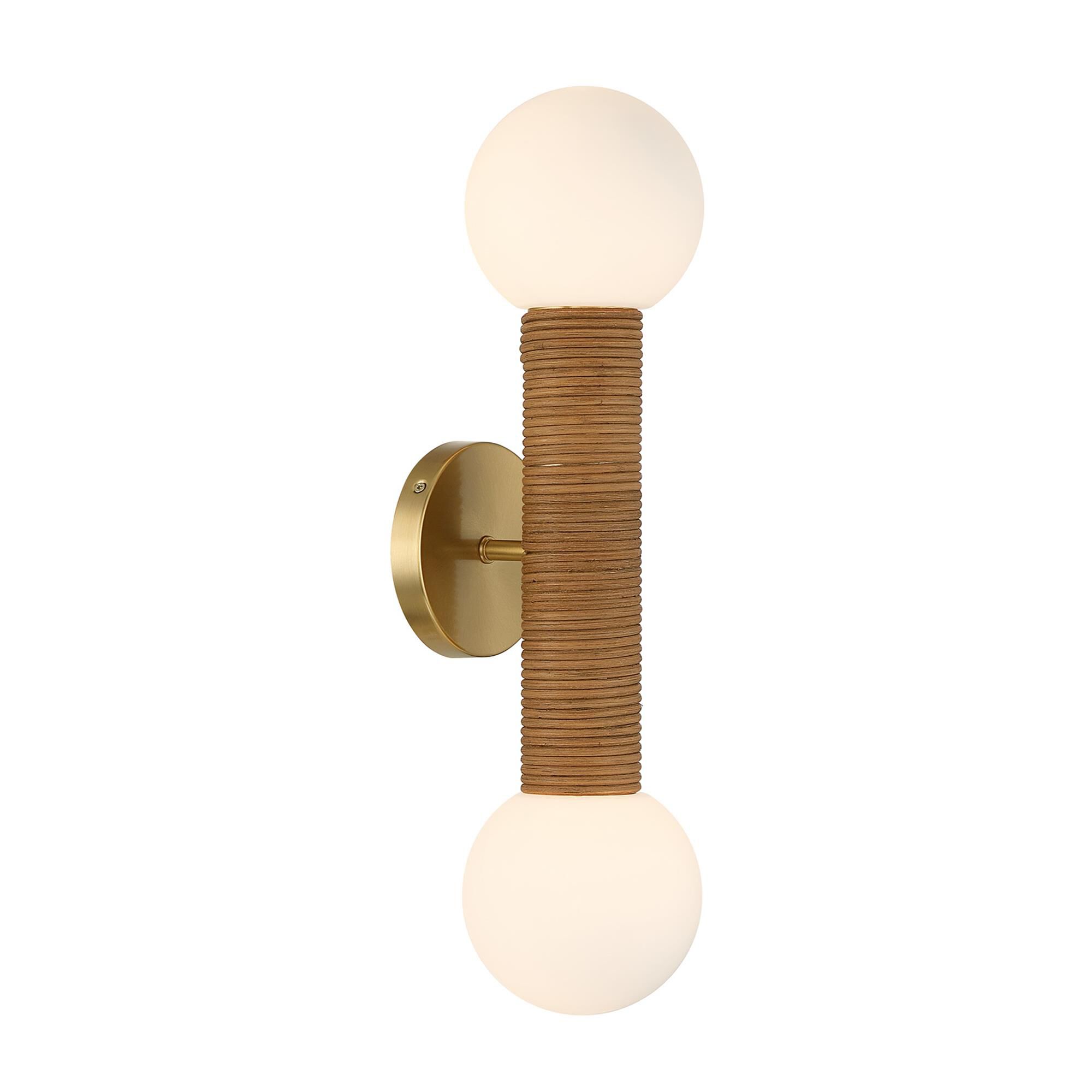Shown in Warm Brass finish and White Opal glass
