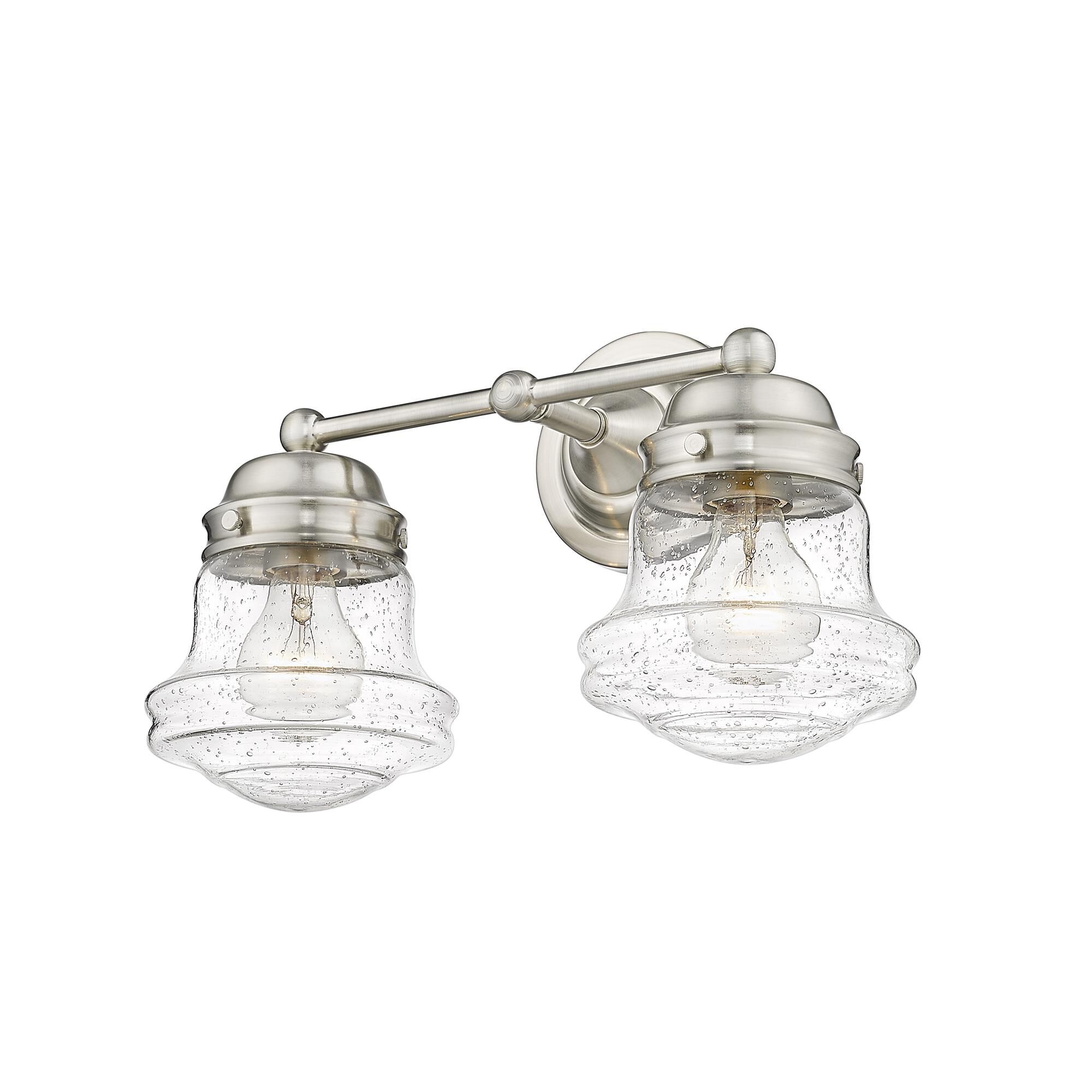 Shown in Brushed Nickel finish and Glass shade