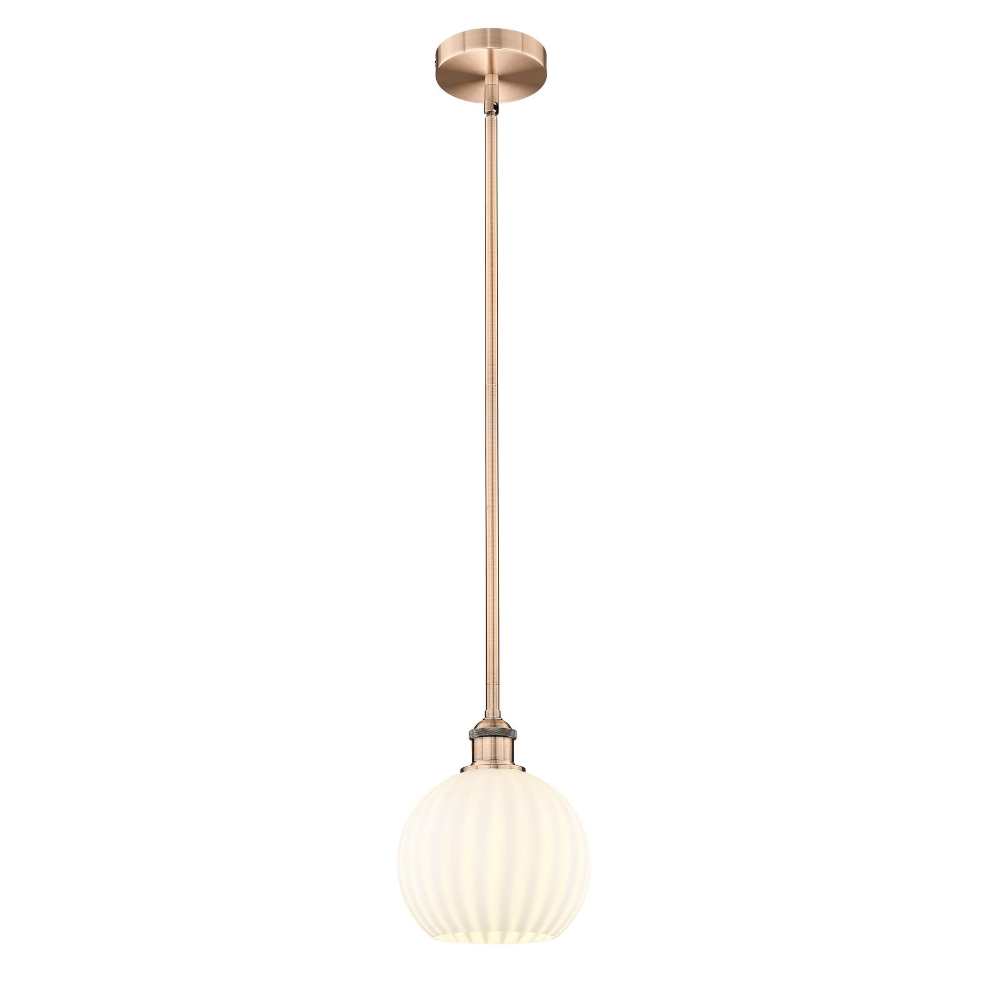 Shown in Antique Copper finish and White Venetian glass