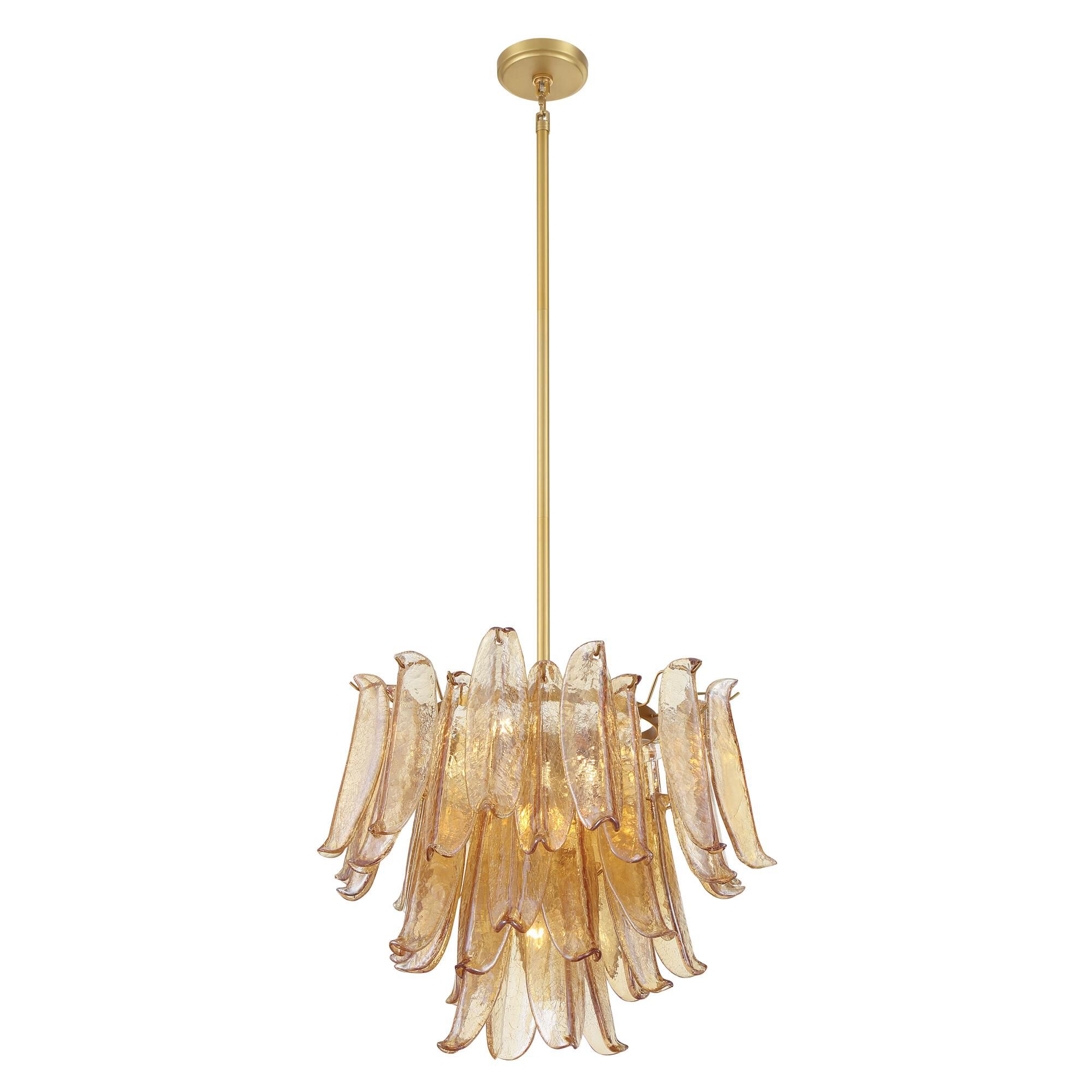 Shown in Legacy Brass finish and Amber Crackled glass