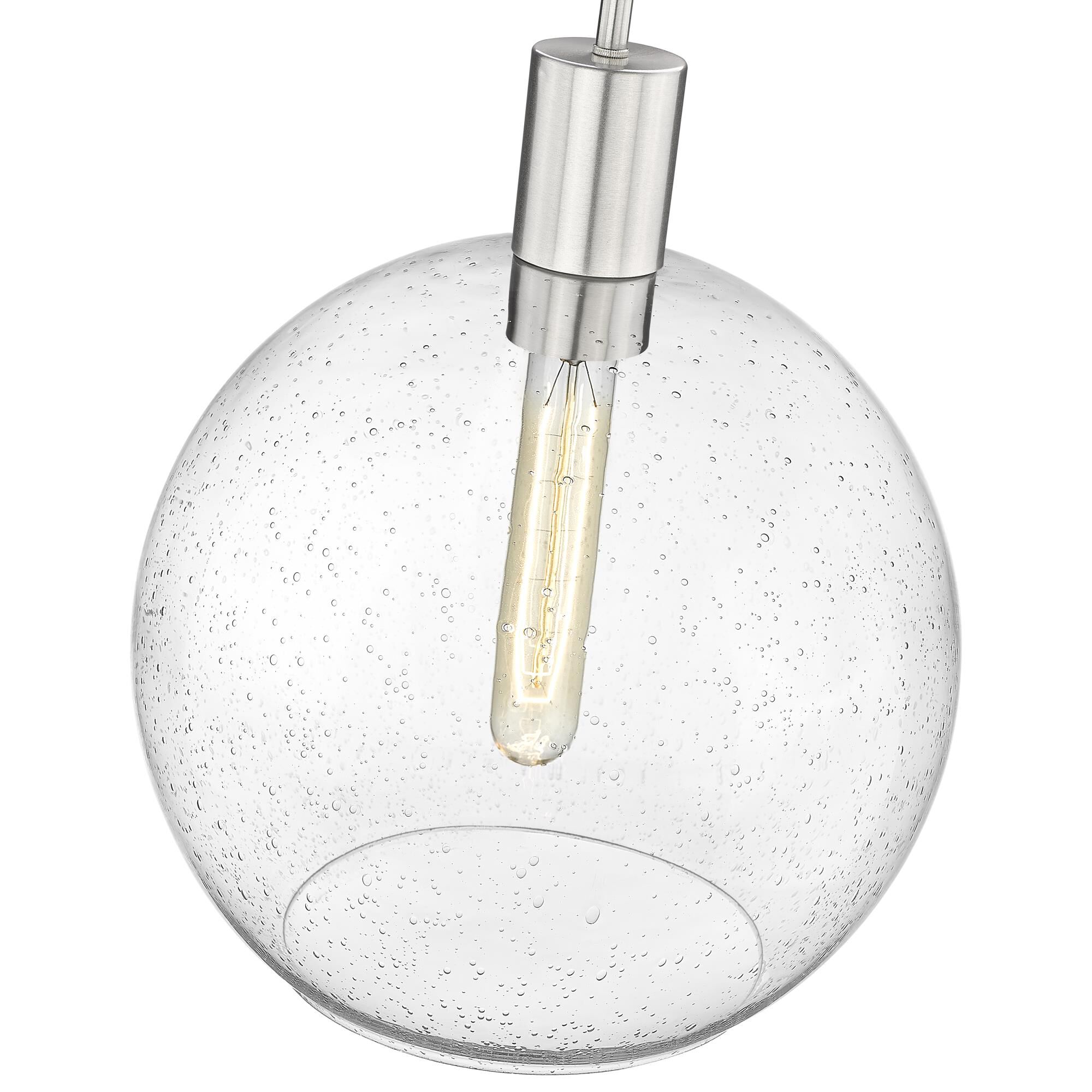 Shown in Brushed Nickel finish and Clear Seedy glass