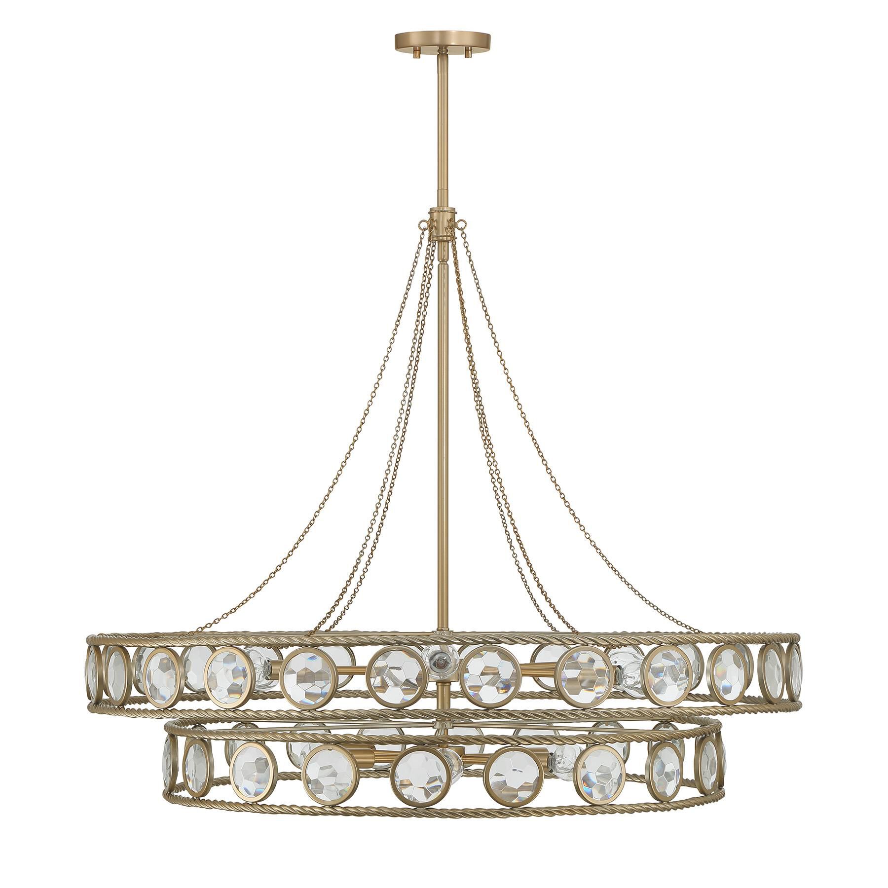 Shown in Opulent Gold finish and Faceted Discs glass