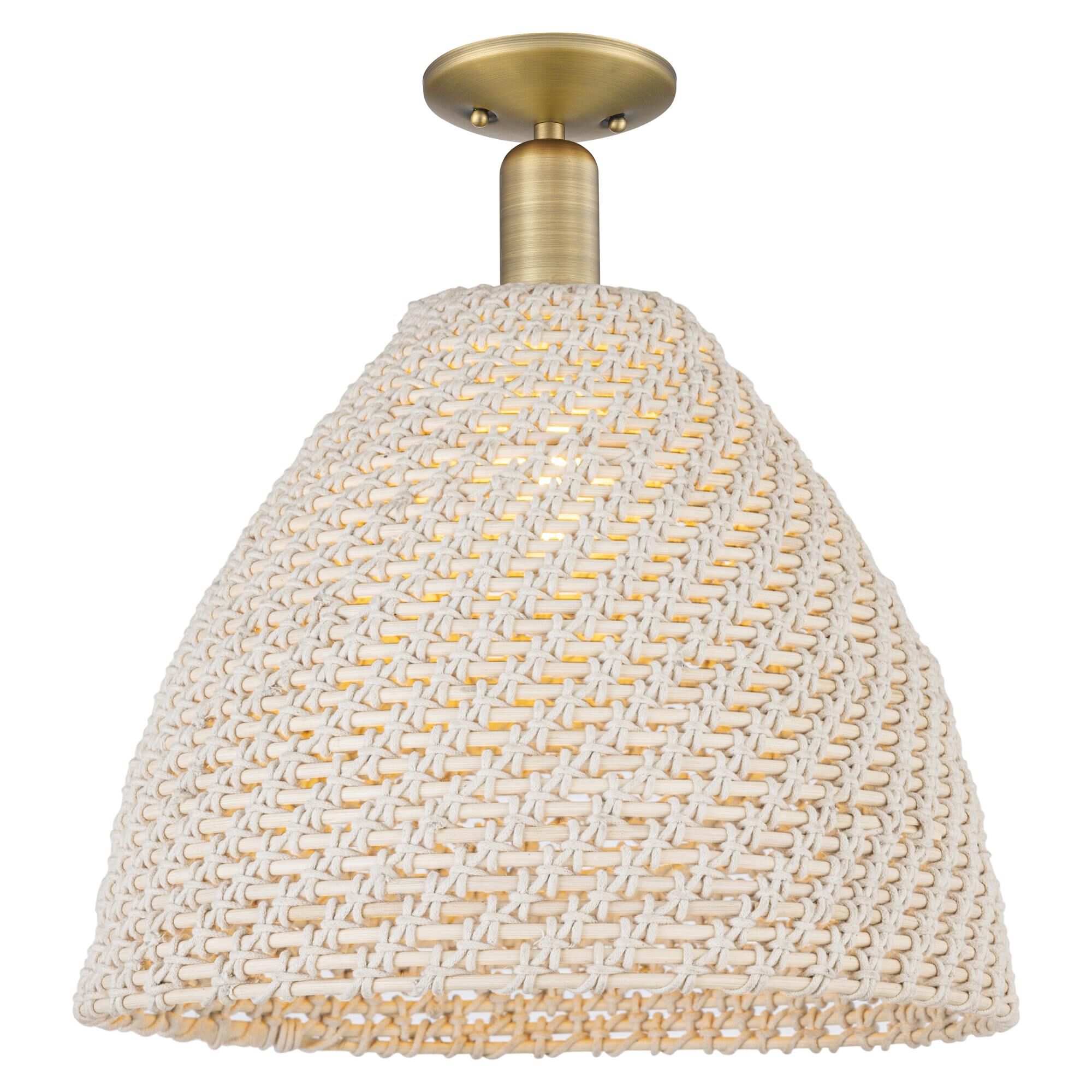 Shown in Brushed Brass finish and Natural shade