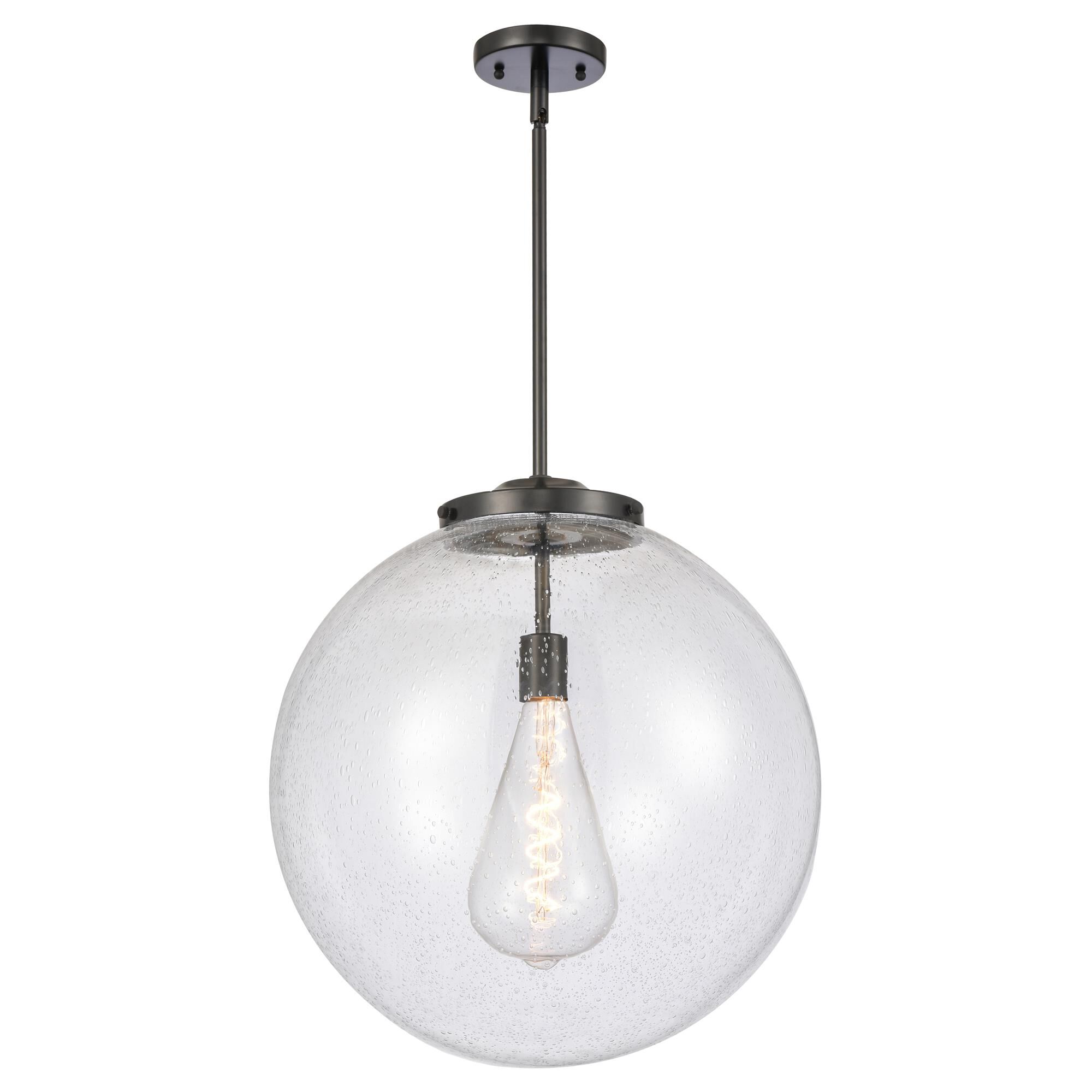 Shown in Matte Black finish and Seedy Beacon glass