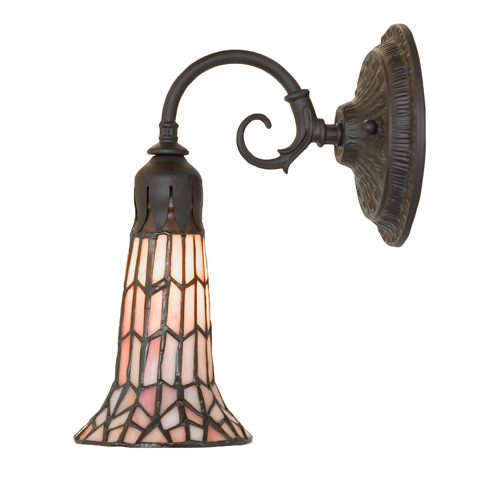 Shown in Oil Rubbed Bronze finish and Pink glass