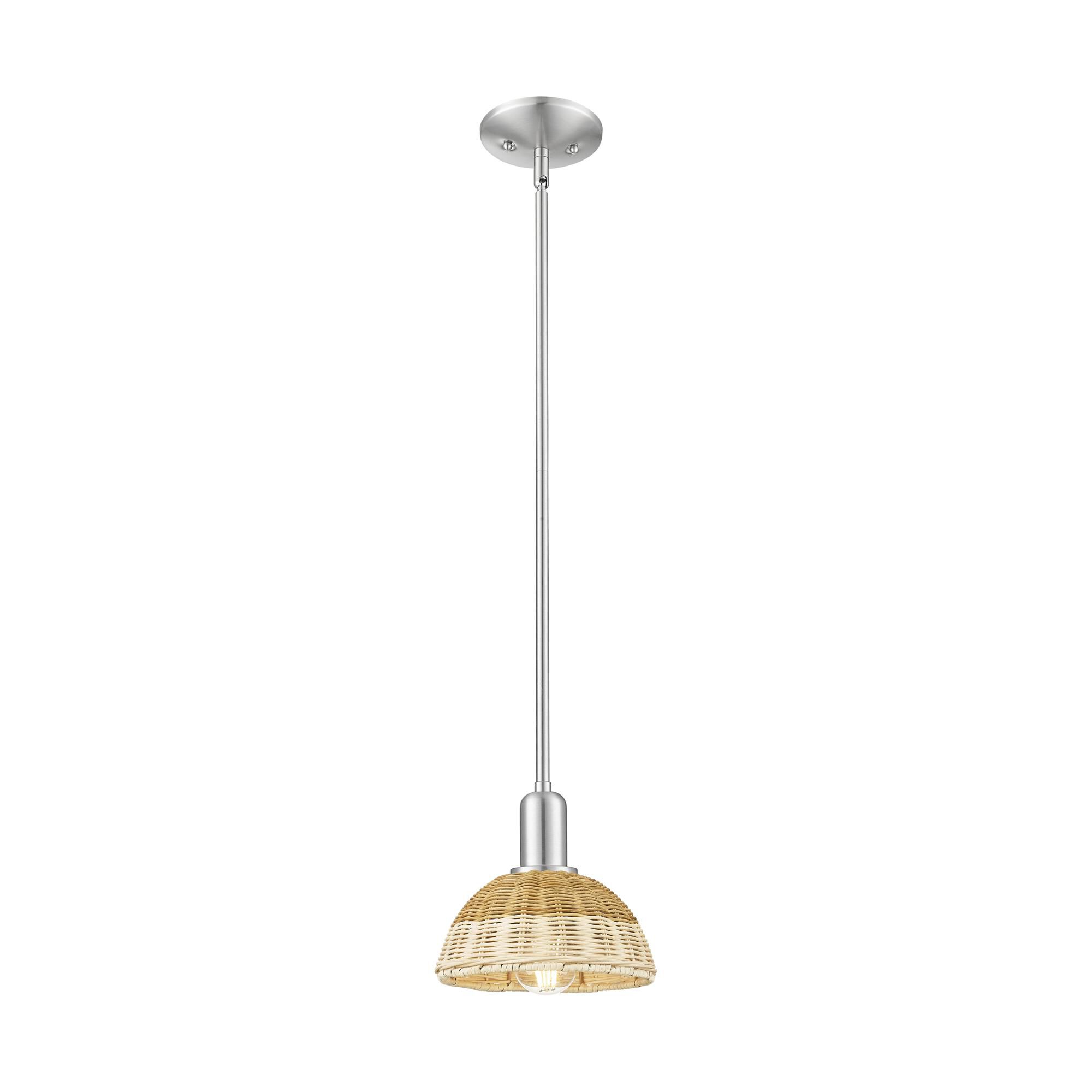 Shown in Brushed Satin Nickel finish and Natural shade
